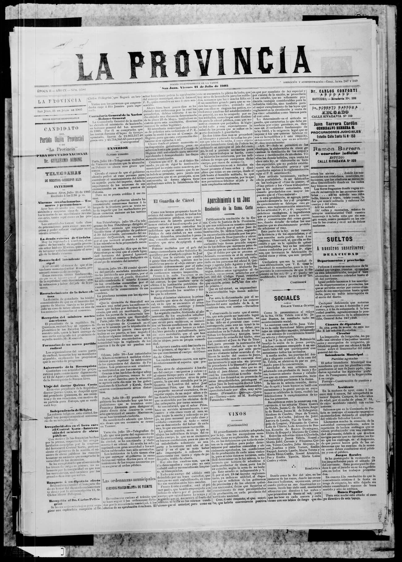 Portada · 21 de Julio de 1905