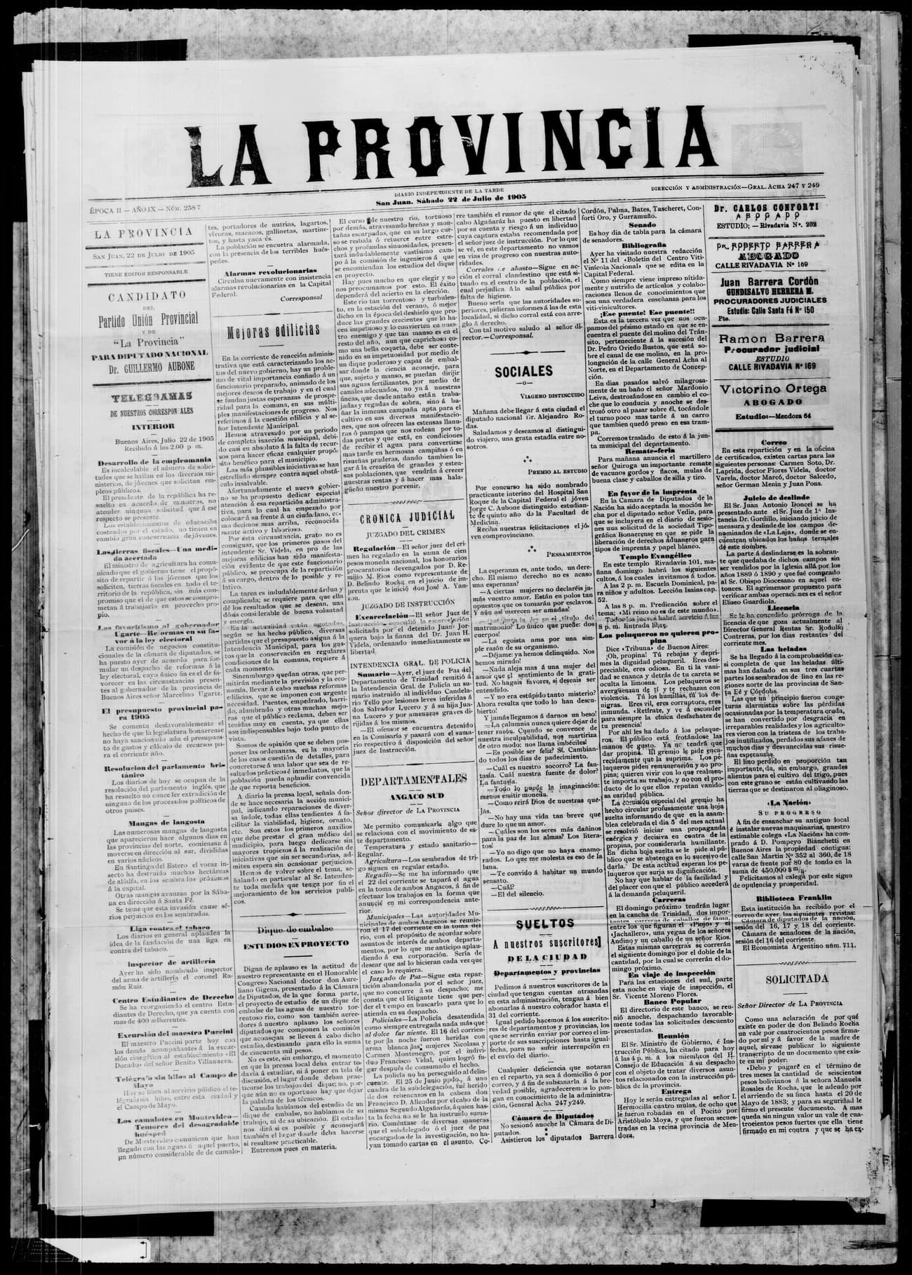 Portada · 22 de Julio de 1905
