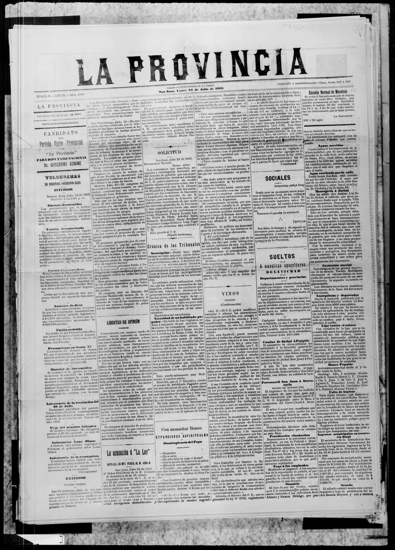 Portada · 24 de Julio de 1905