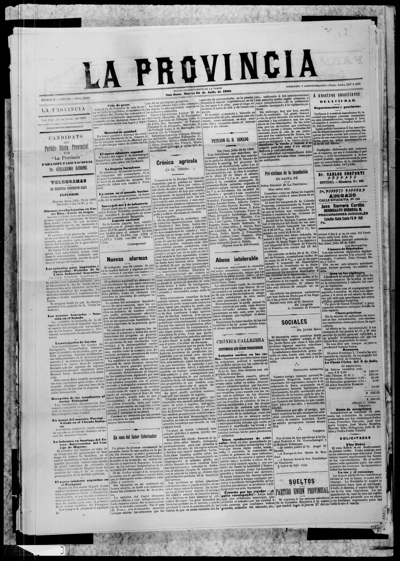 Portada · 25 de Julio de 1905