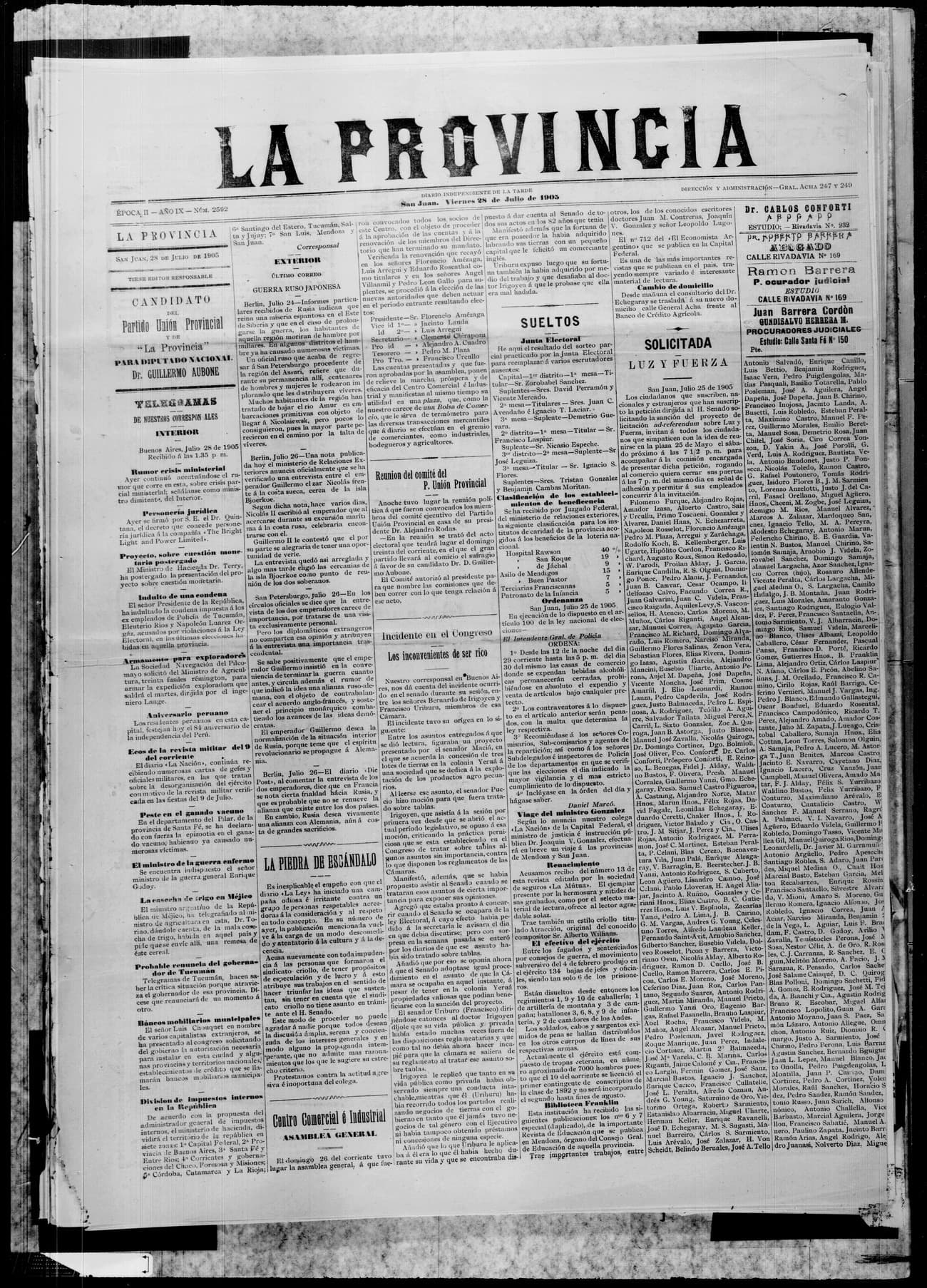 Portada · 28 de Julio de 1905