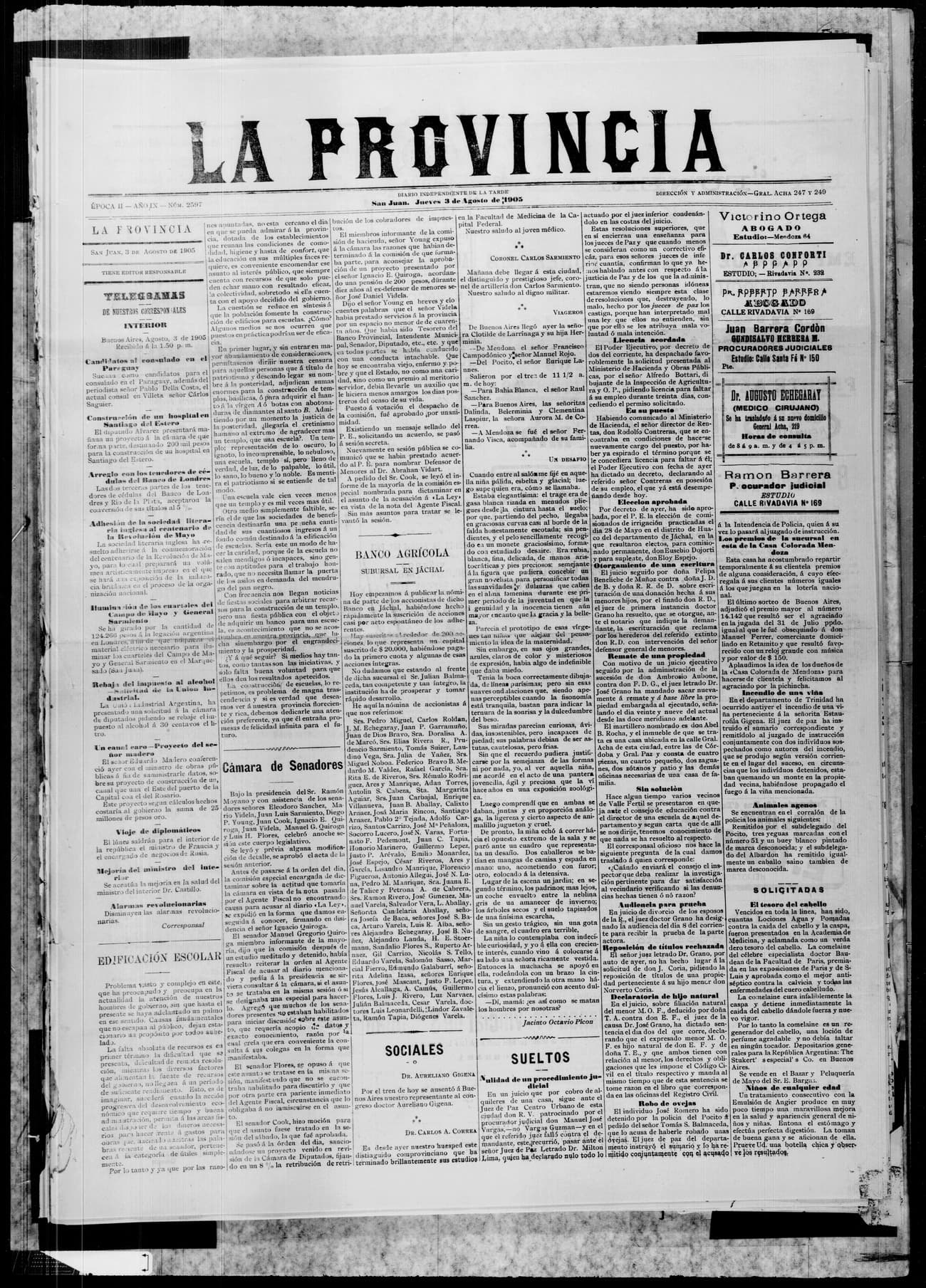 Portada · 3 de Agosto de 1905