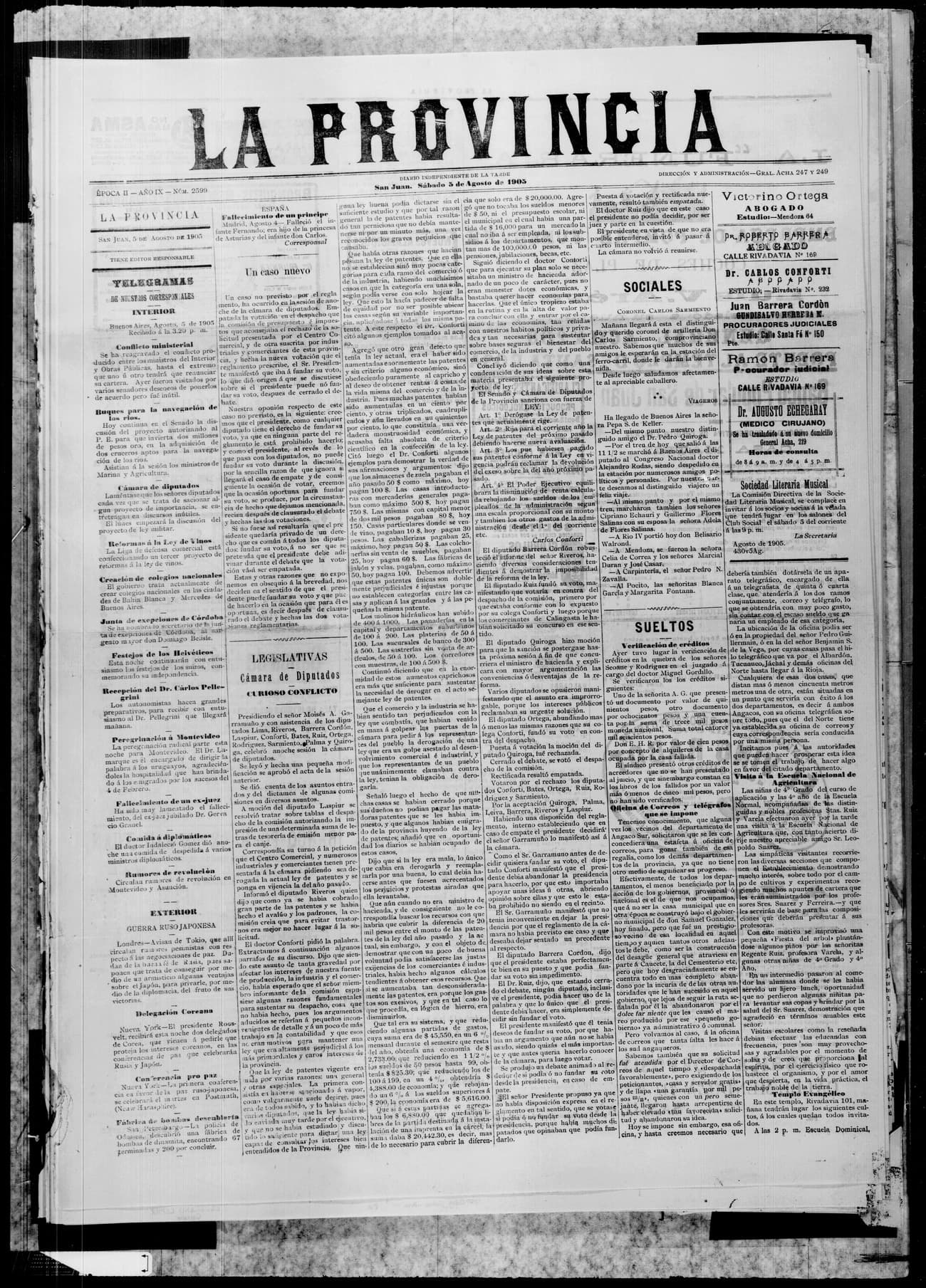 Portada · 5 de Agosto de 1905
