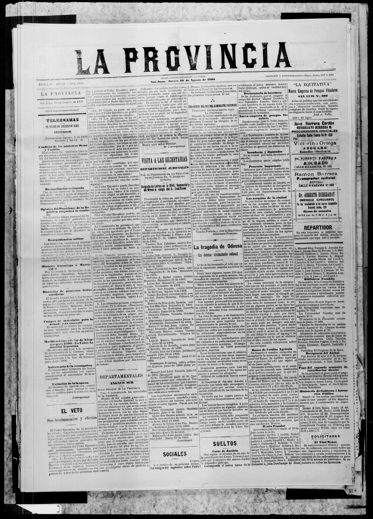 Portada · 10 de Agosto de 1905