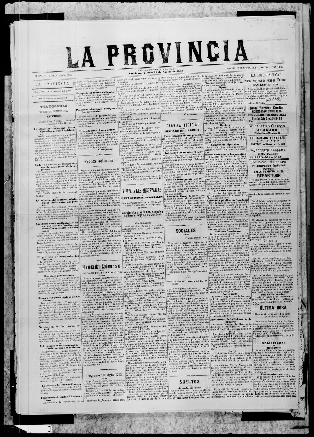 Portada · 11 de Agosto de 1905