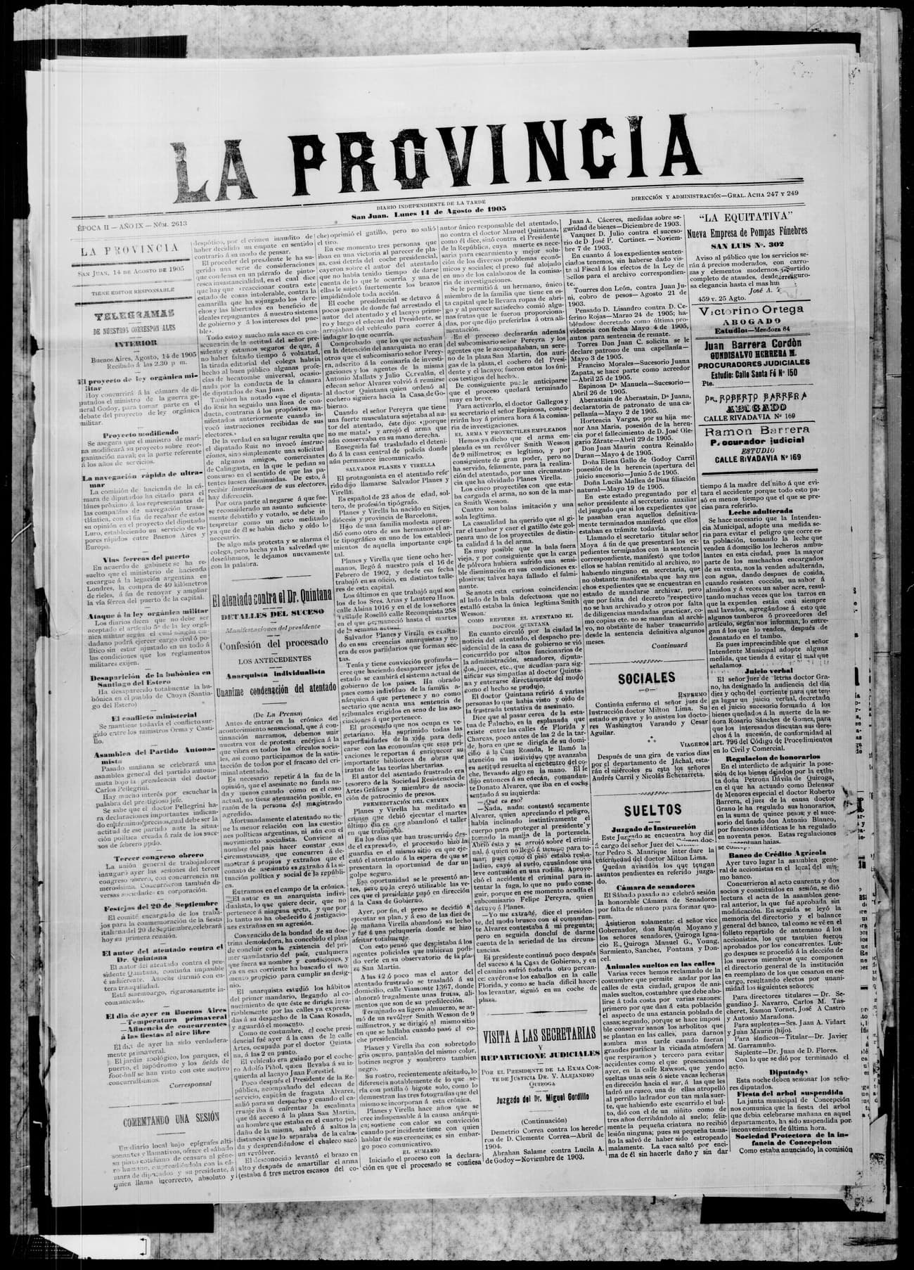Portada · 14 de Agosto de 1905