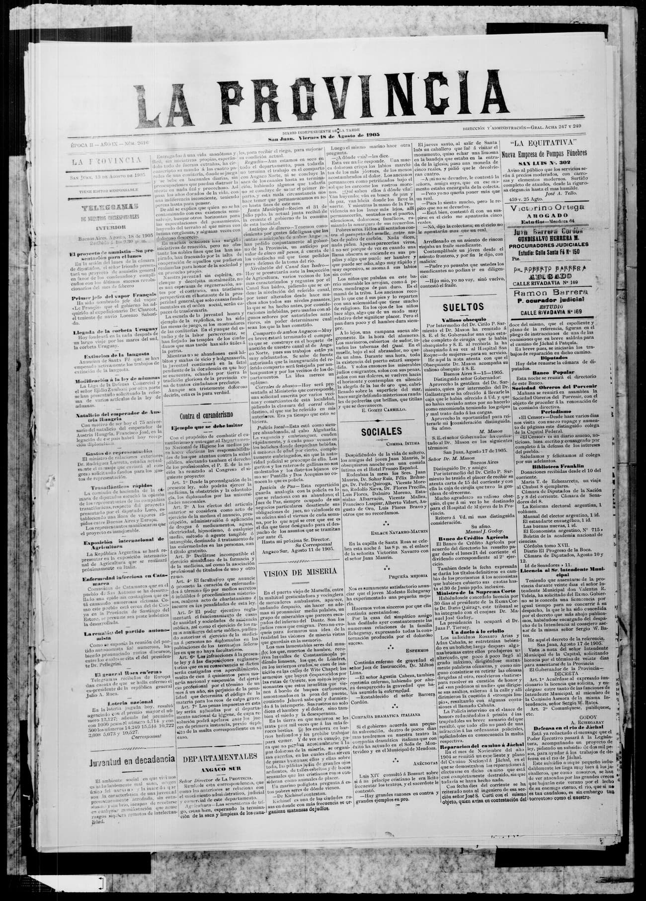 Portada · 18 de Agosto de 1905