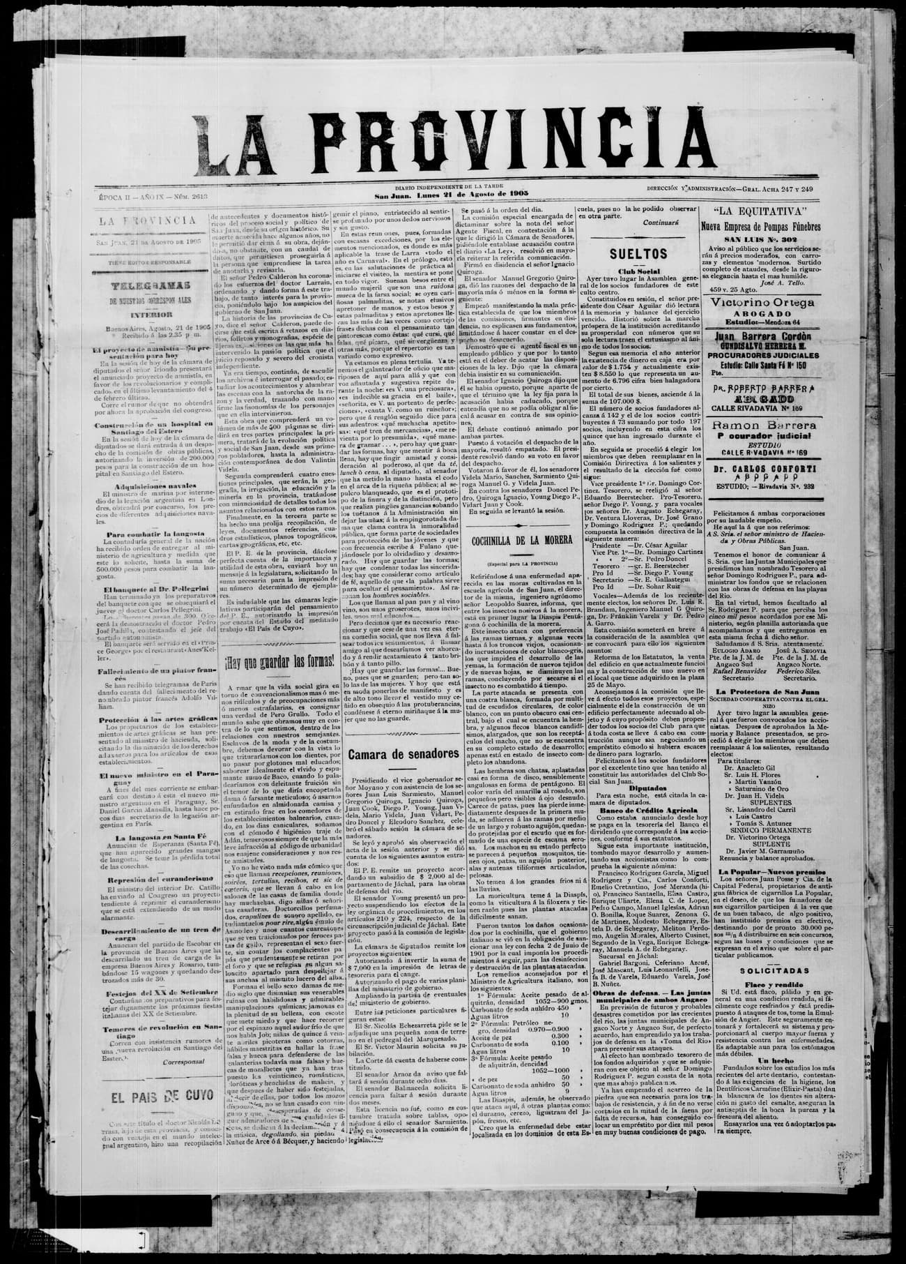 Portada · 21 de Agosto de 1905