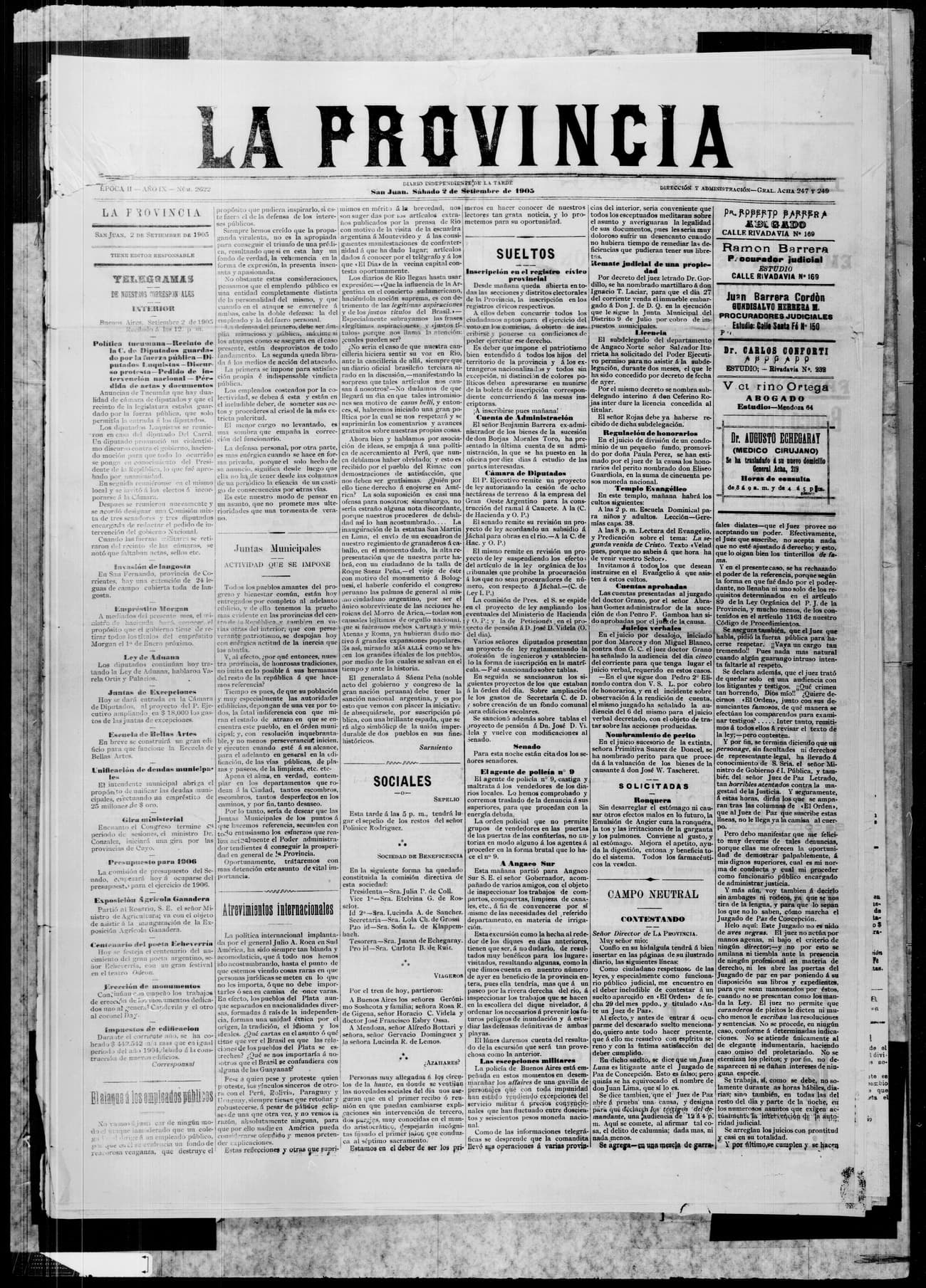 Portada · 2 de Septiembre de 1905