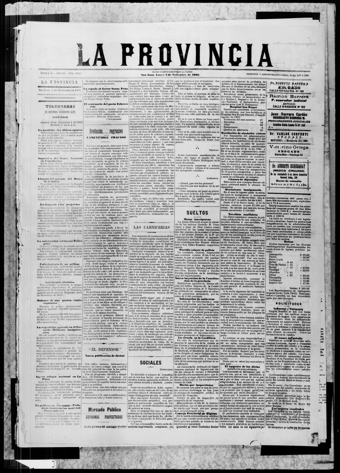 Portada · 4 de Septiembre de 1905