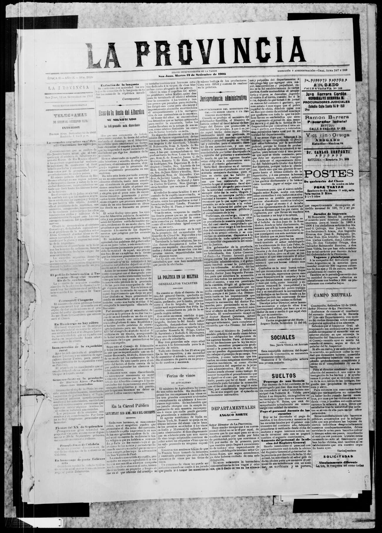 Portada · 12 de Septiembre de 1905
