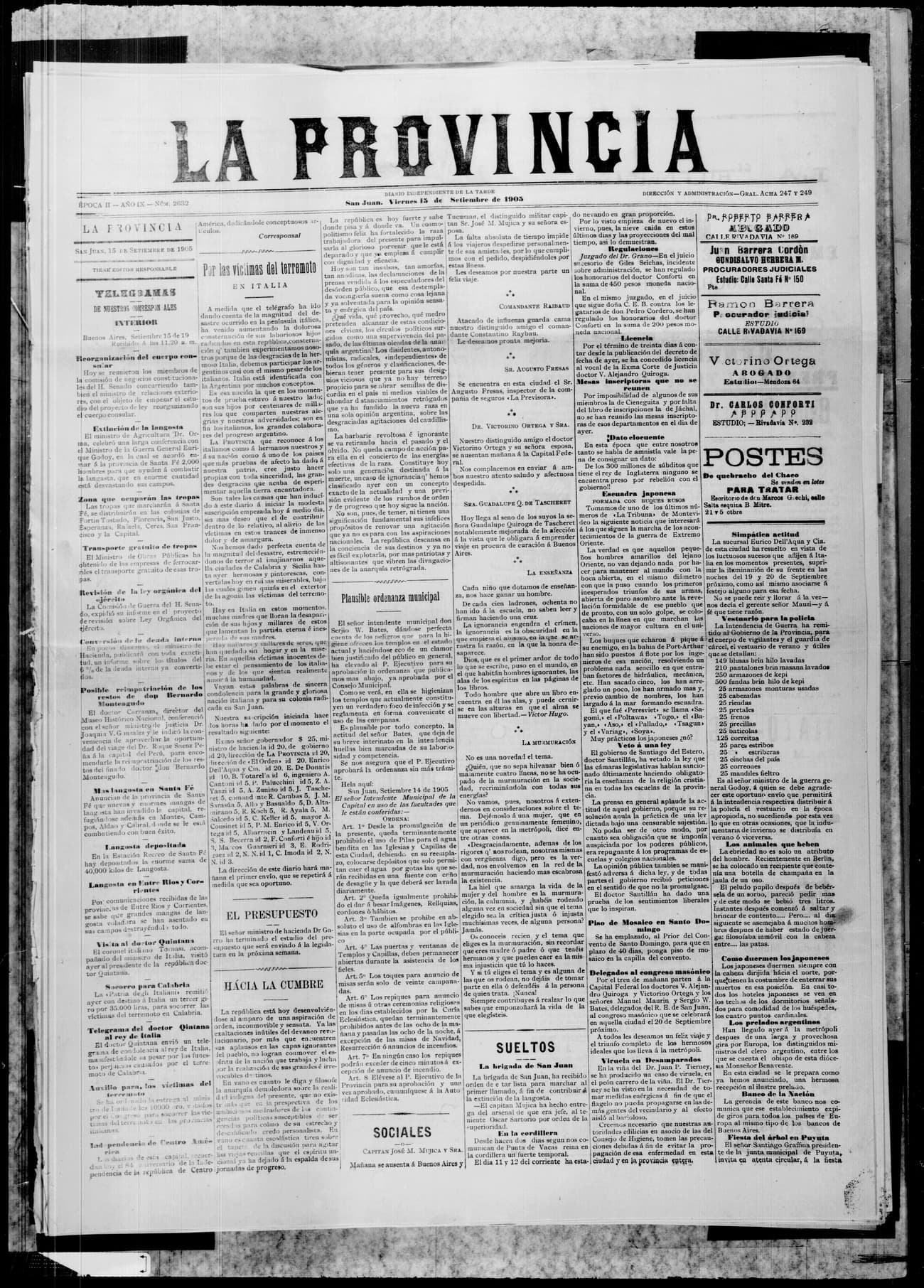 Portada · 13 de Septiembre de 1905