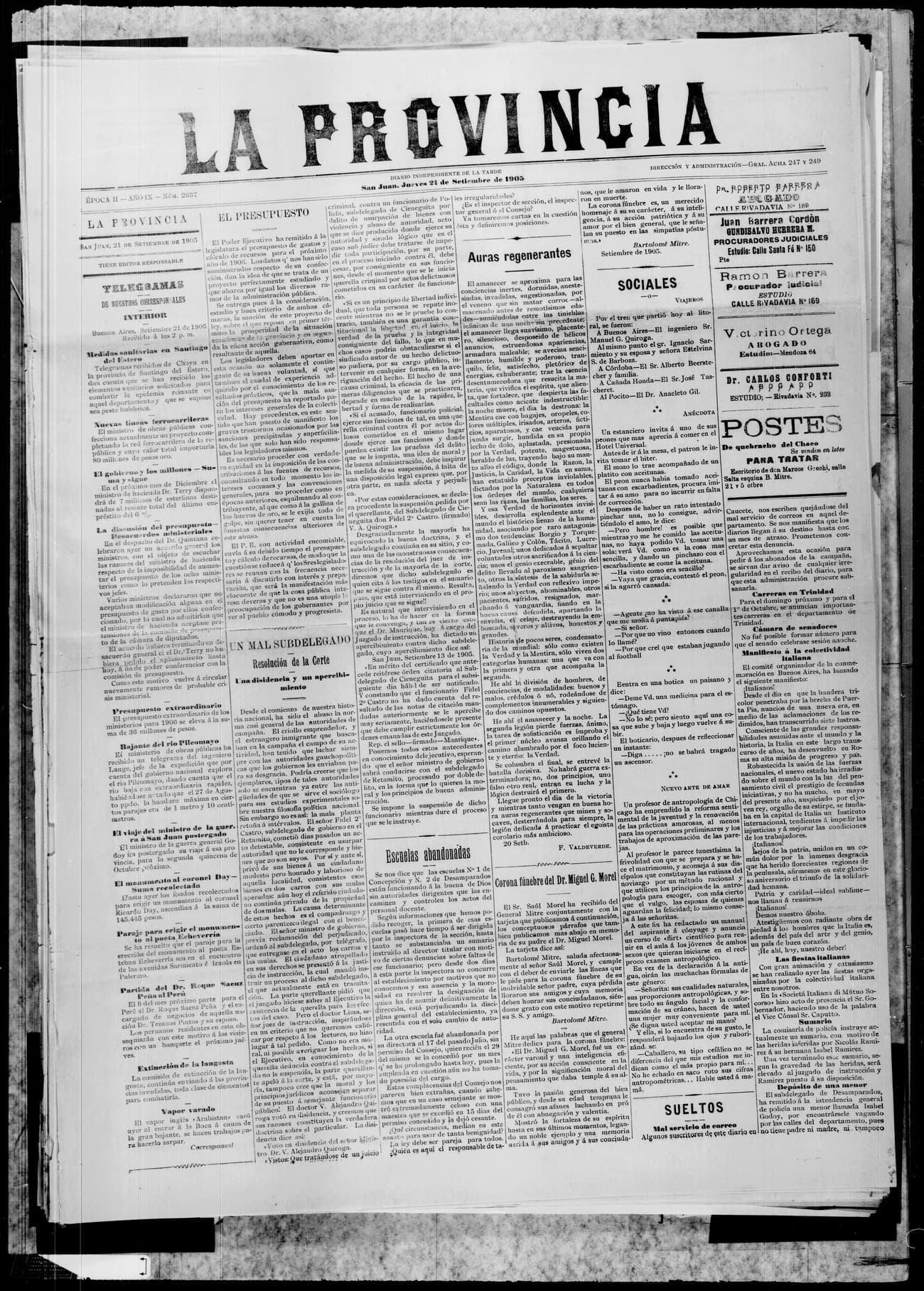 Portada · 21 de Septiembre de 1905