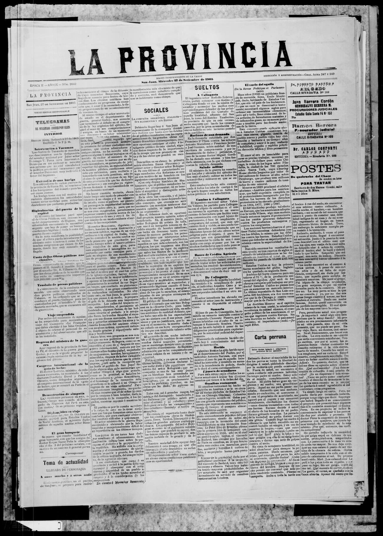 Portada · 27 de Septiembre de 1905
