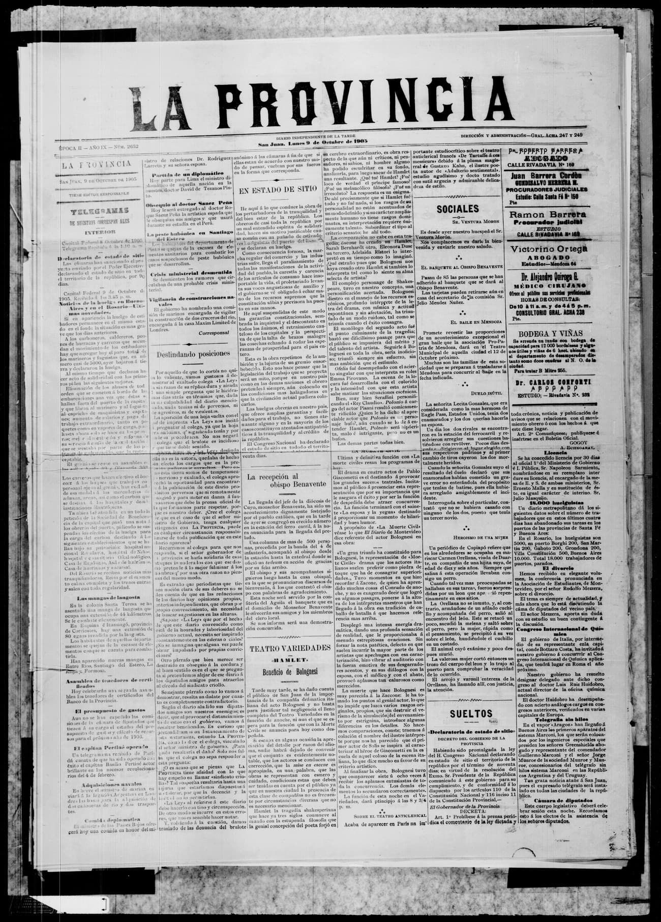 Portada · 9 de Octubre de 1905