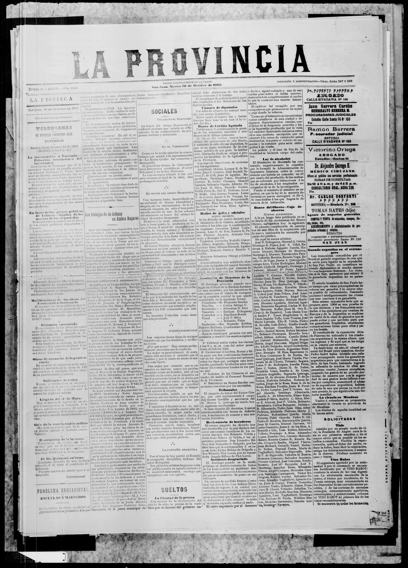 Portada · 10 de Octubre de 1905