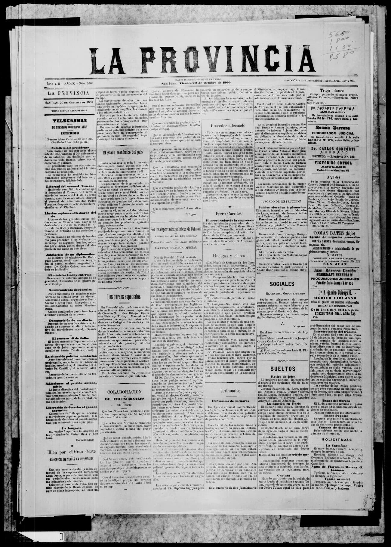 Portada · 20 de Octubre de 1905