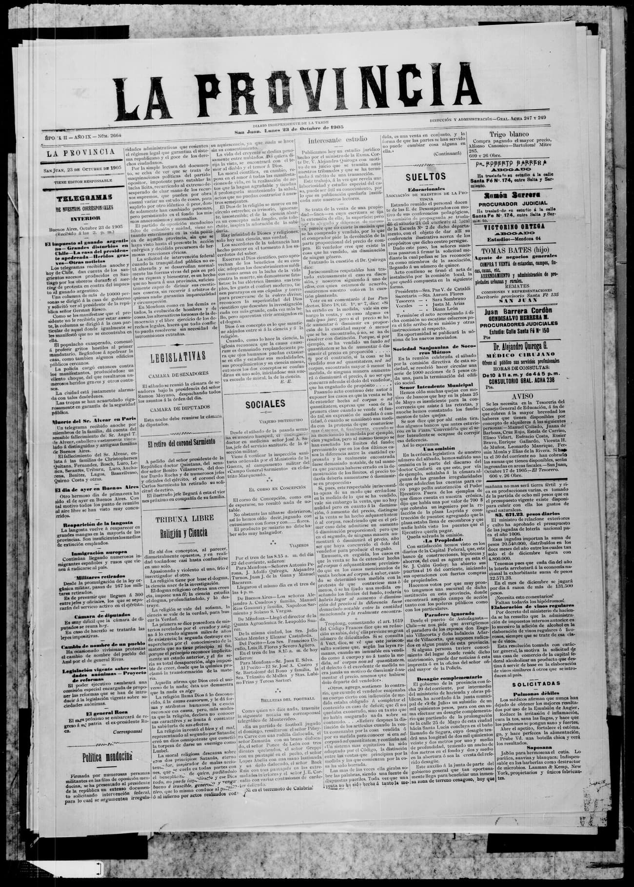 Portada · 23 de Octubre de 1905