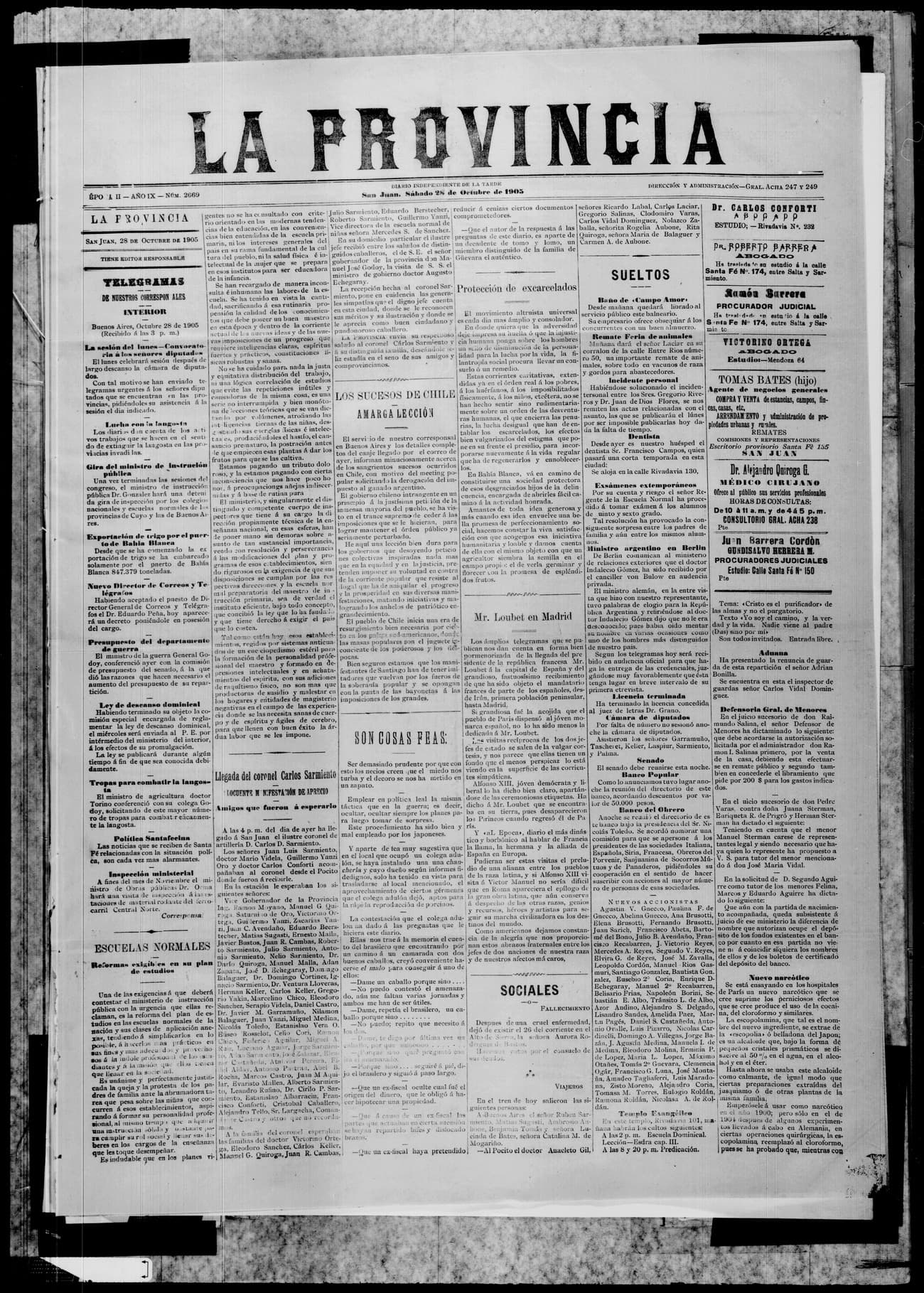 Portada · 28 de Octubre de 1905