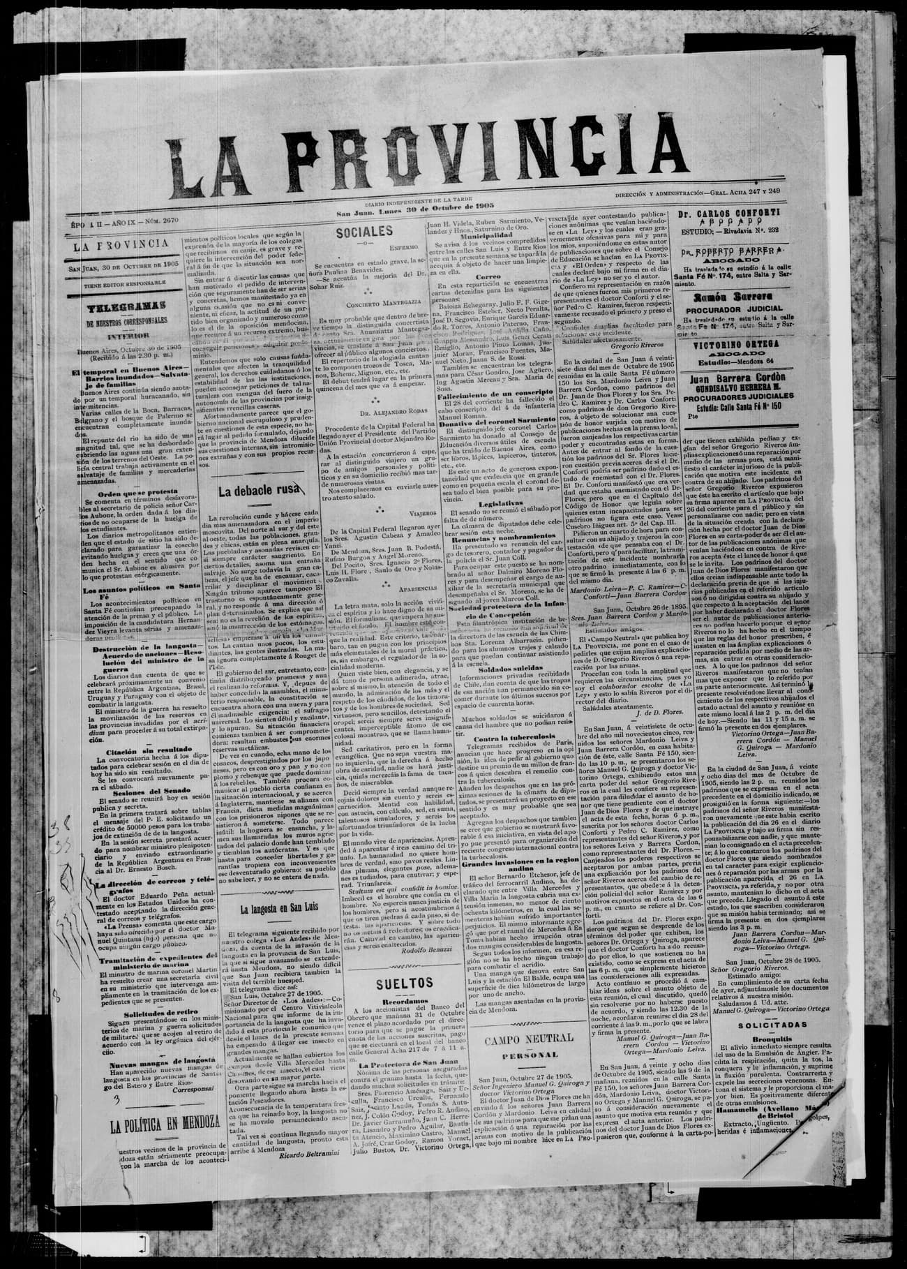 Portada · 30 de Octubre de 1905