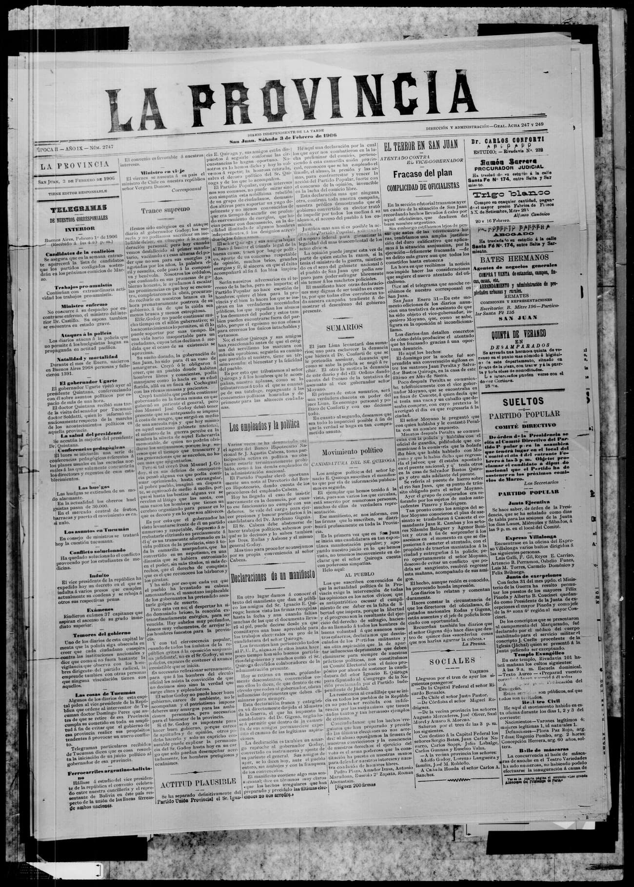 Portada · 3 de Febrero de 1906