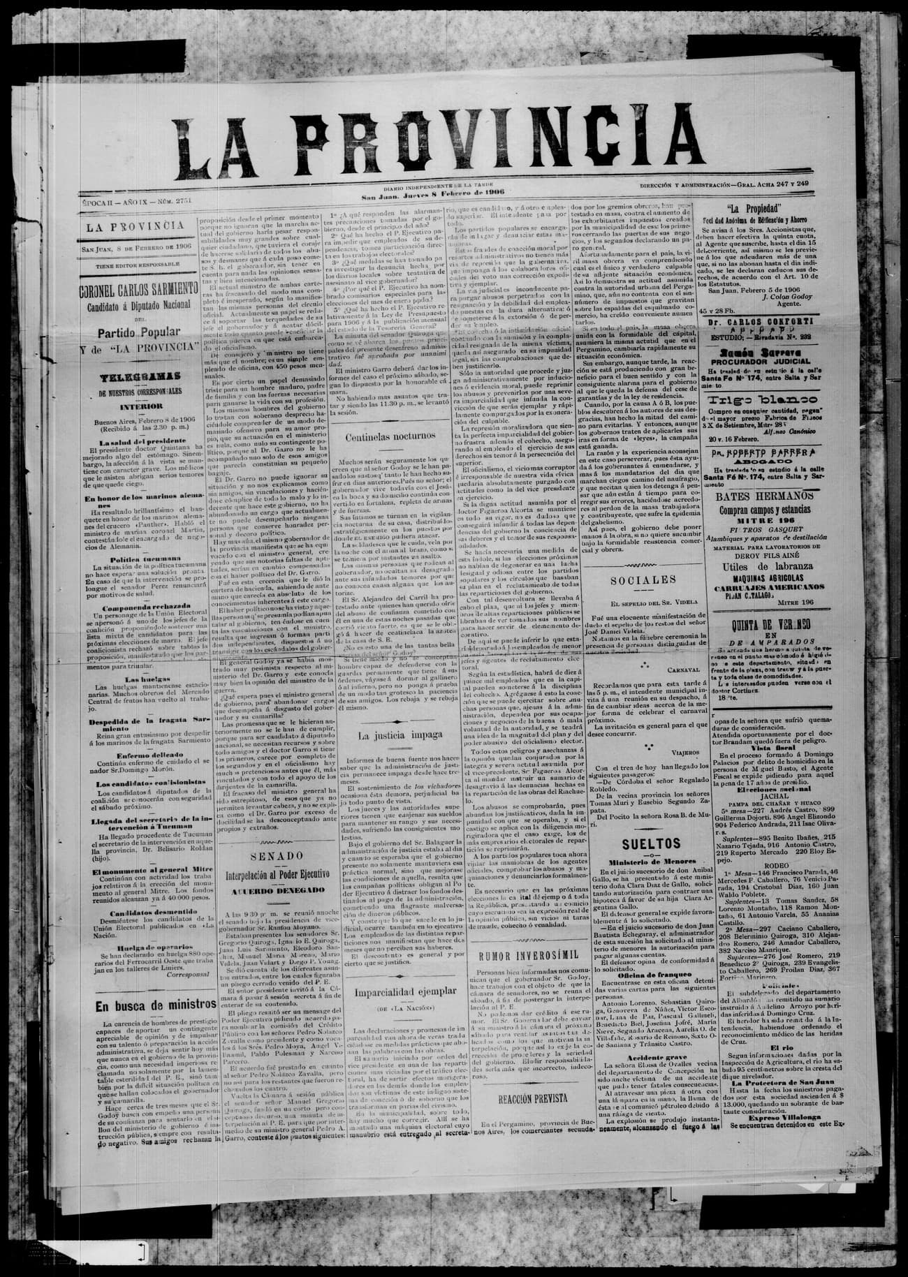 Portada · 8 de Febrero de 1906