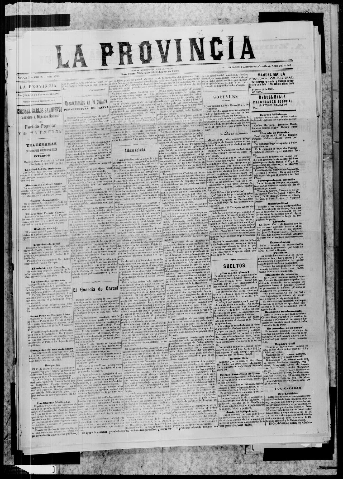 Portada · 14 de Febrero de 1906