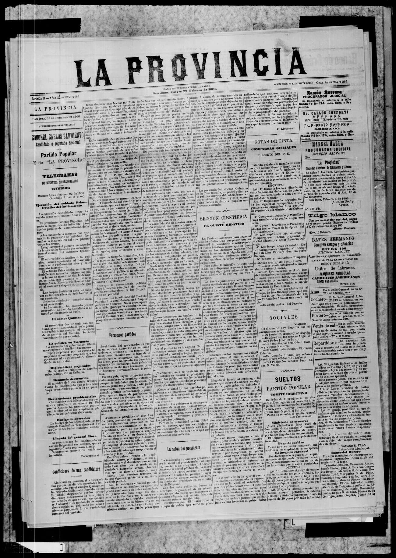 Portada · 22 de Febrero de 1906