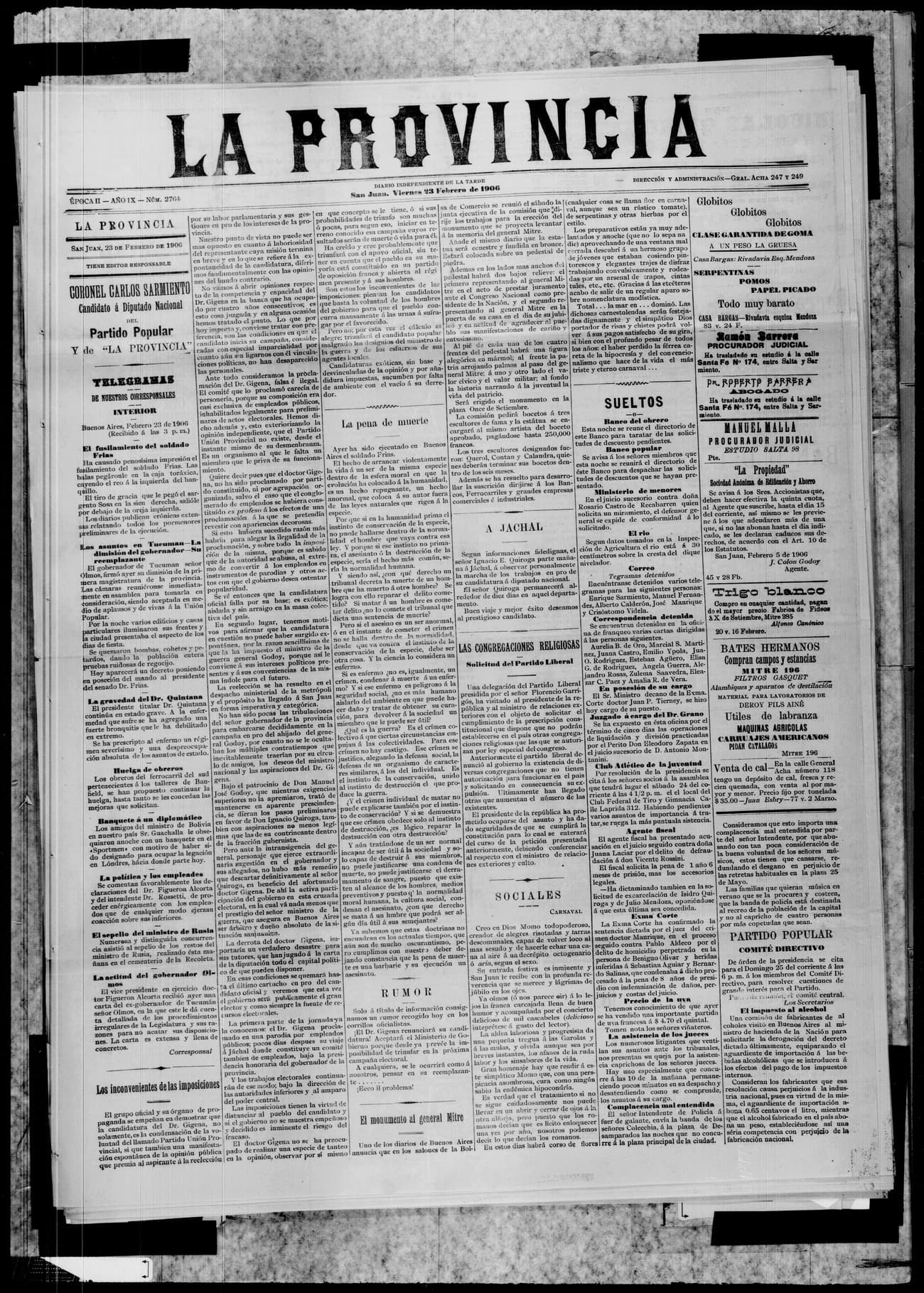 Portada · 23 de Febrero de 1906