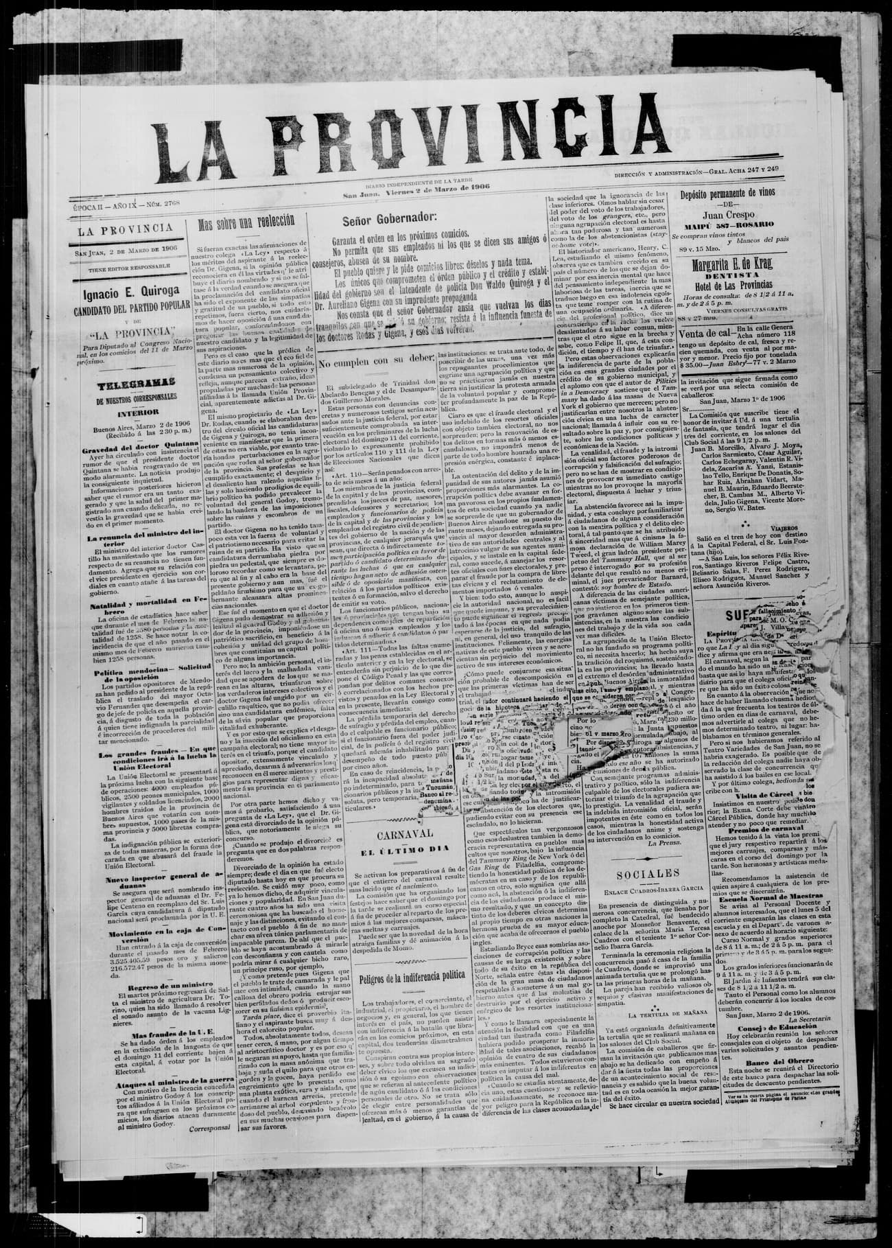 Portada · 2 de Marzo de 1906