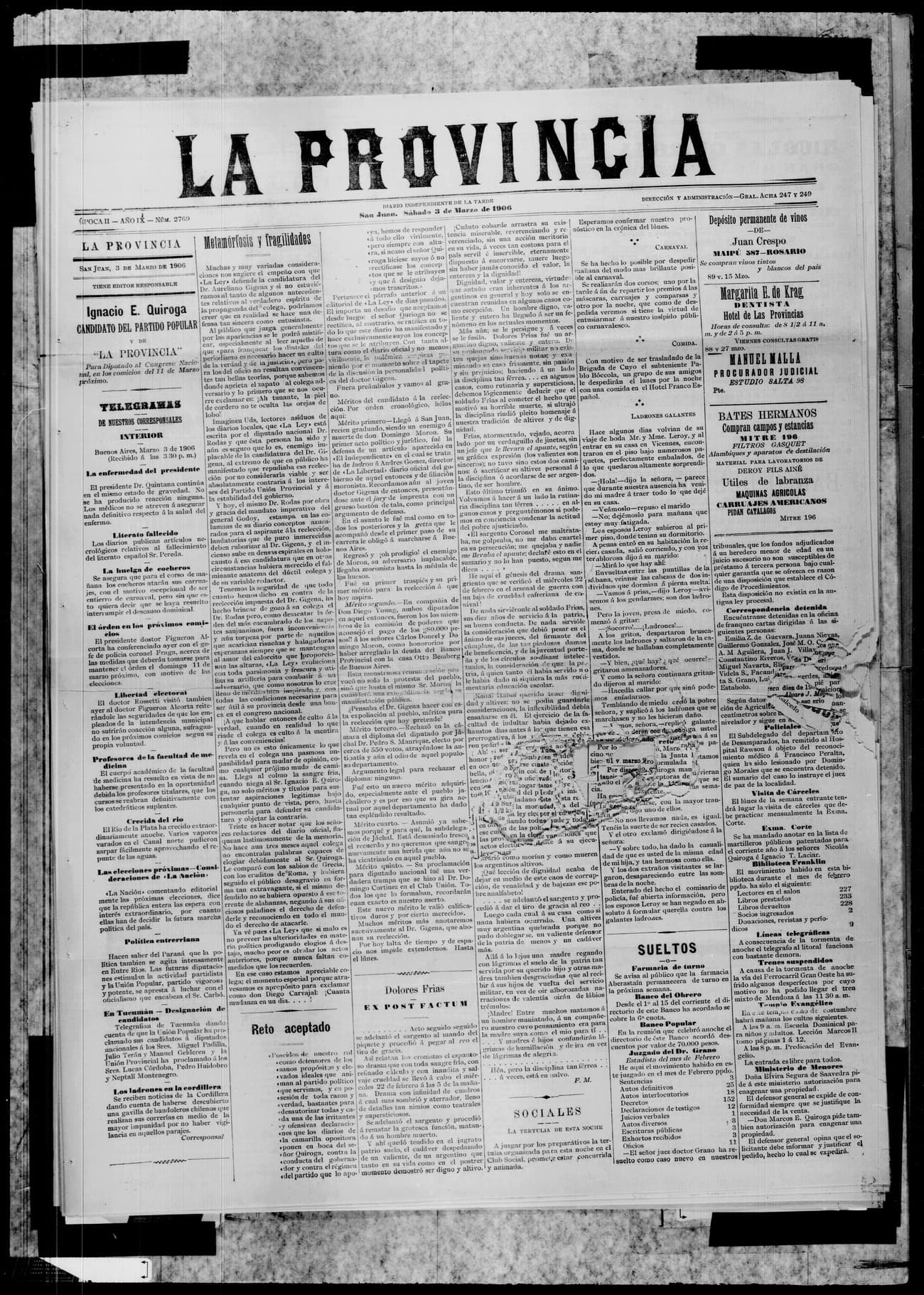 Portada · 3 de Marzo de 1906