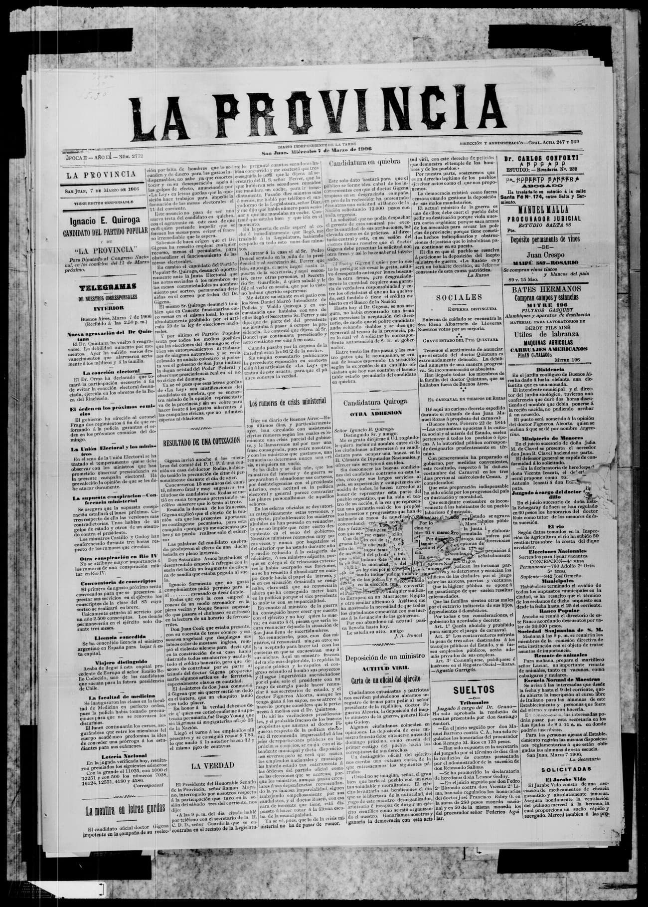 Portada · 7 de Marzo de 1906