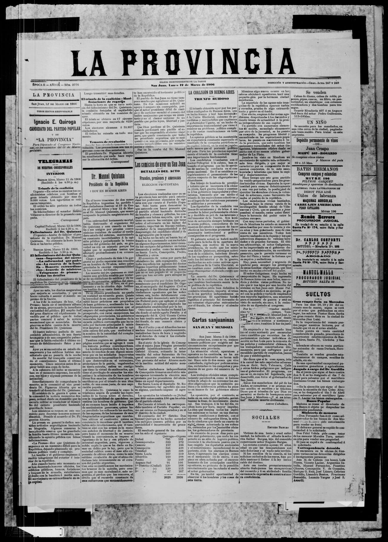 Portada · 12 de Marzo de 1906