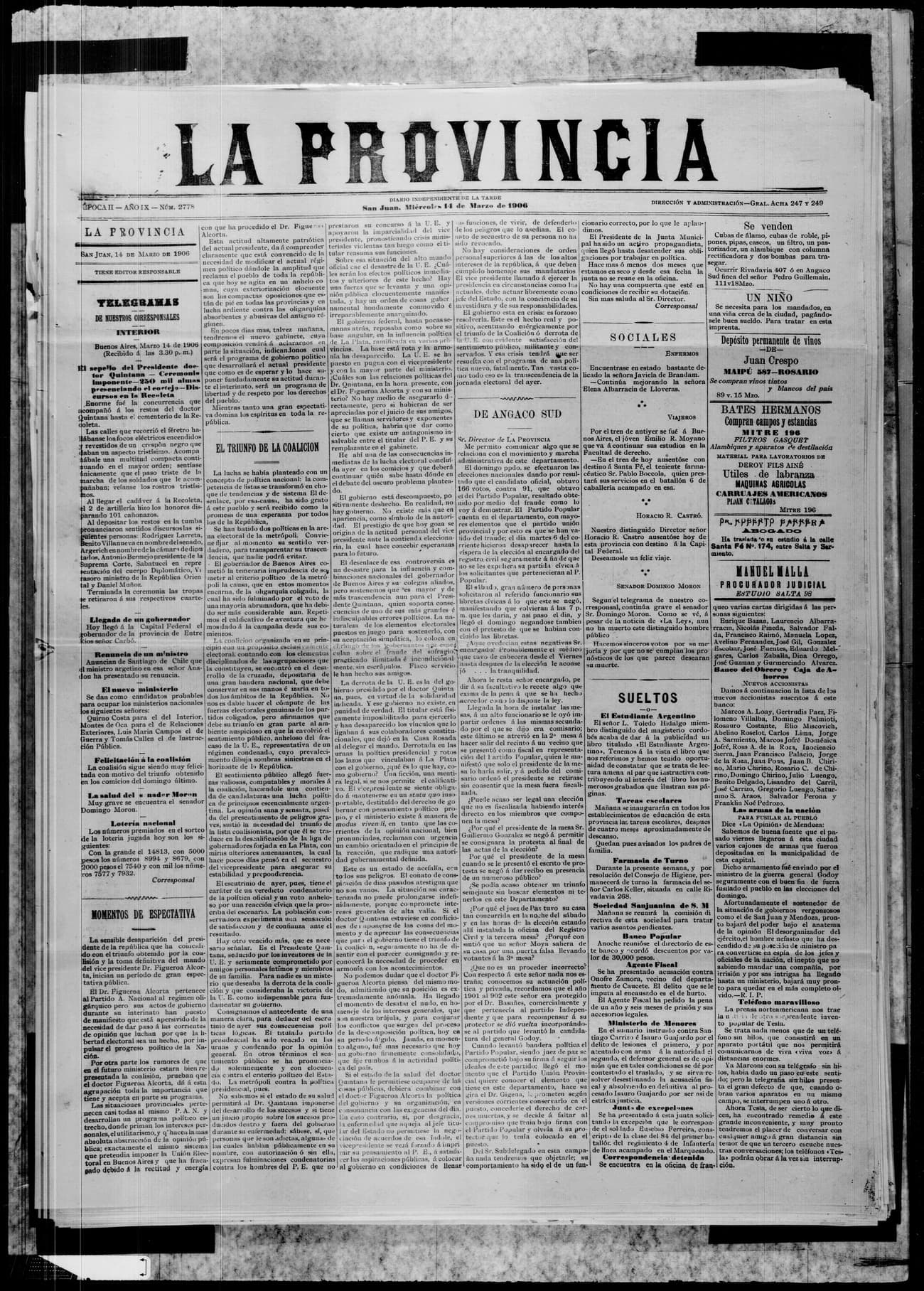 Portada · 14 de Marzo de 1906