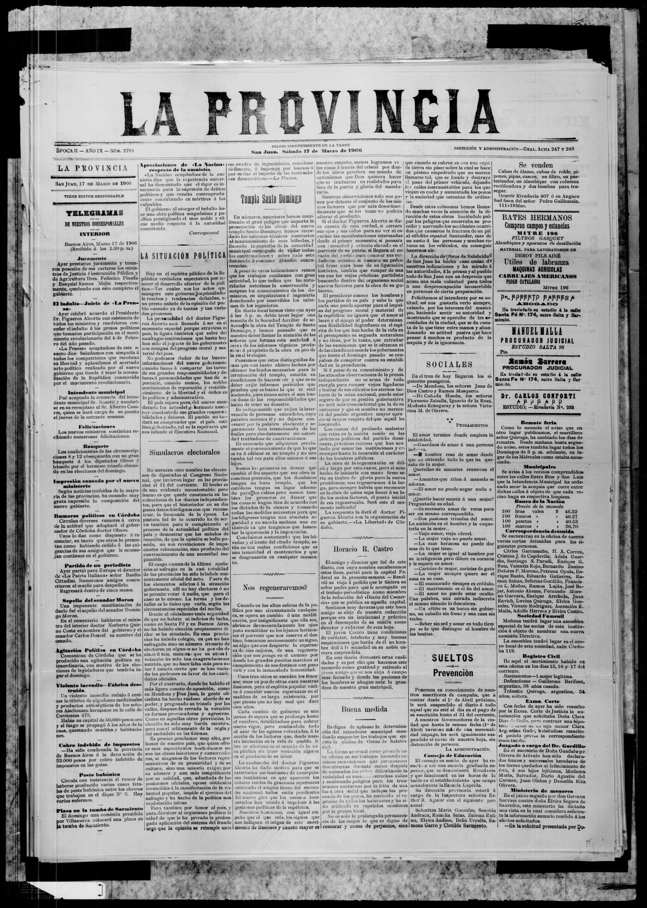 Portada · 17 de Marzo de 1906