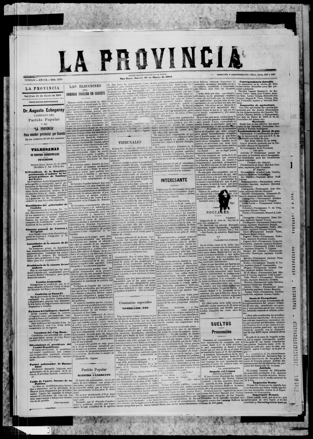 Portada · 22 de Marzo de 1906