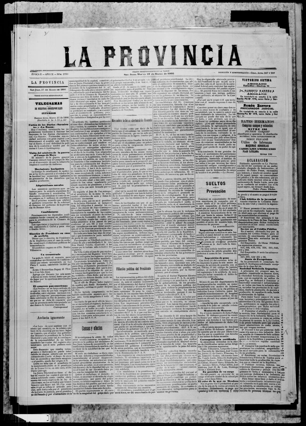 Portada · 27 de Marzo de 1906