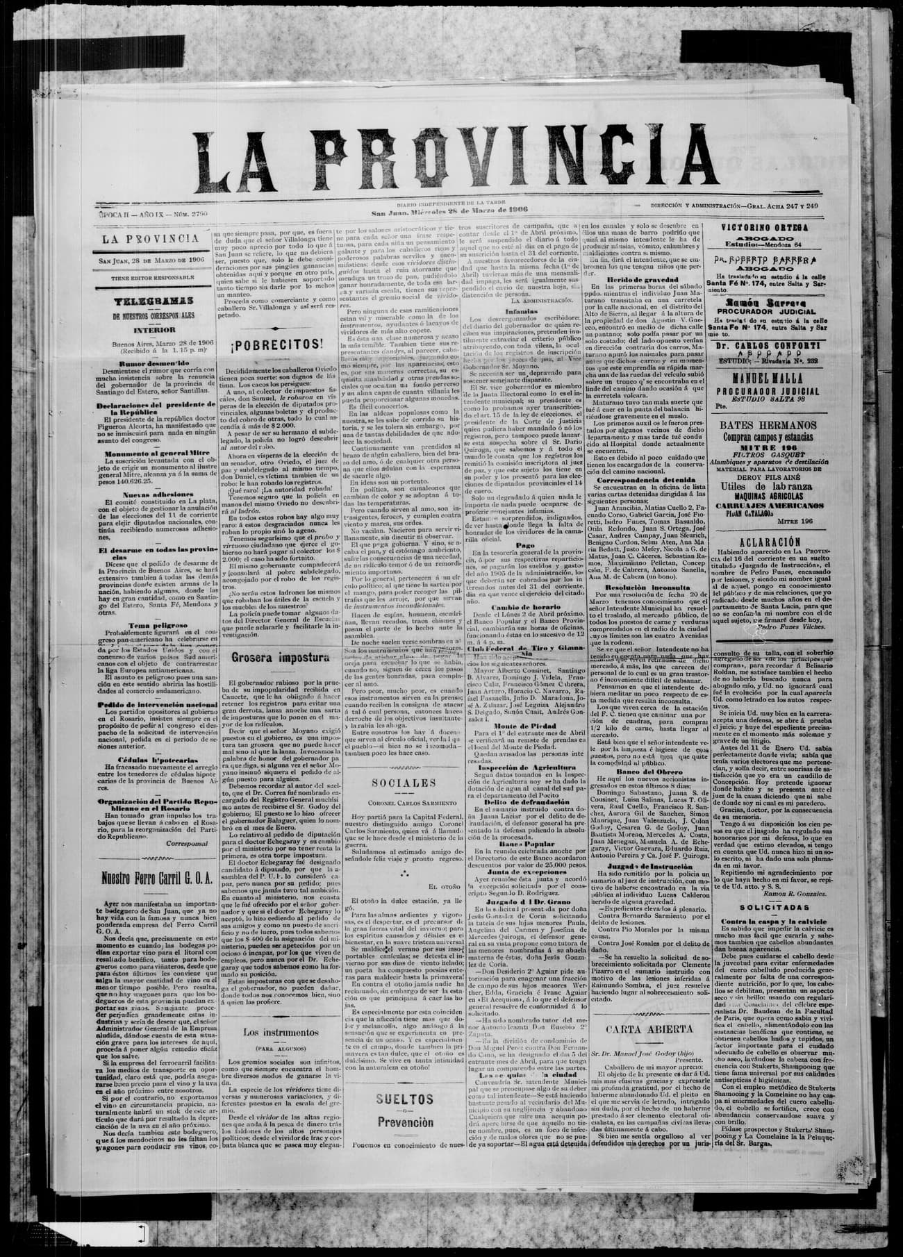 Portada · 28 de Marzo de 1906