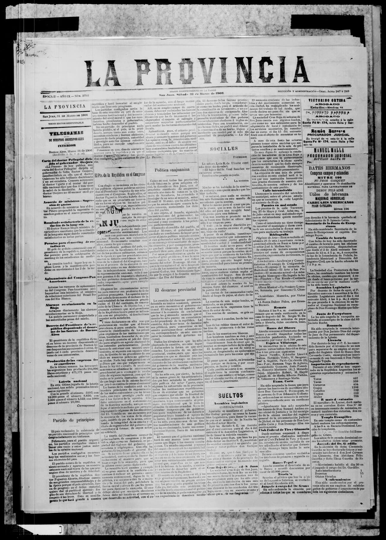 Portada · 31 de Marzo de 1906
