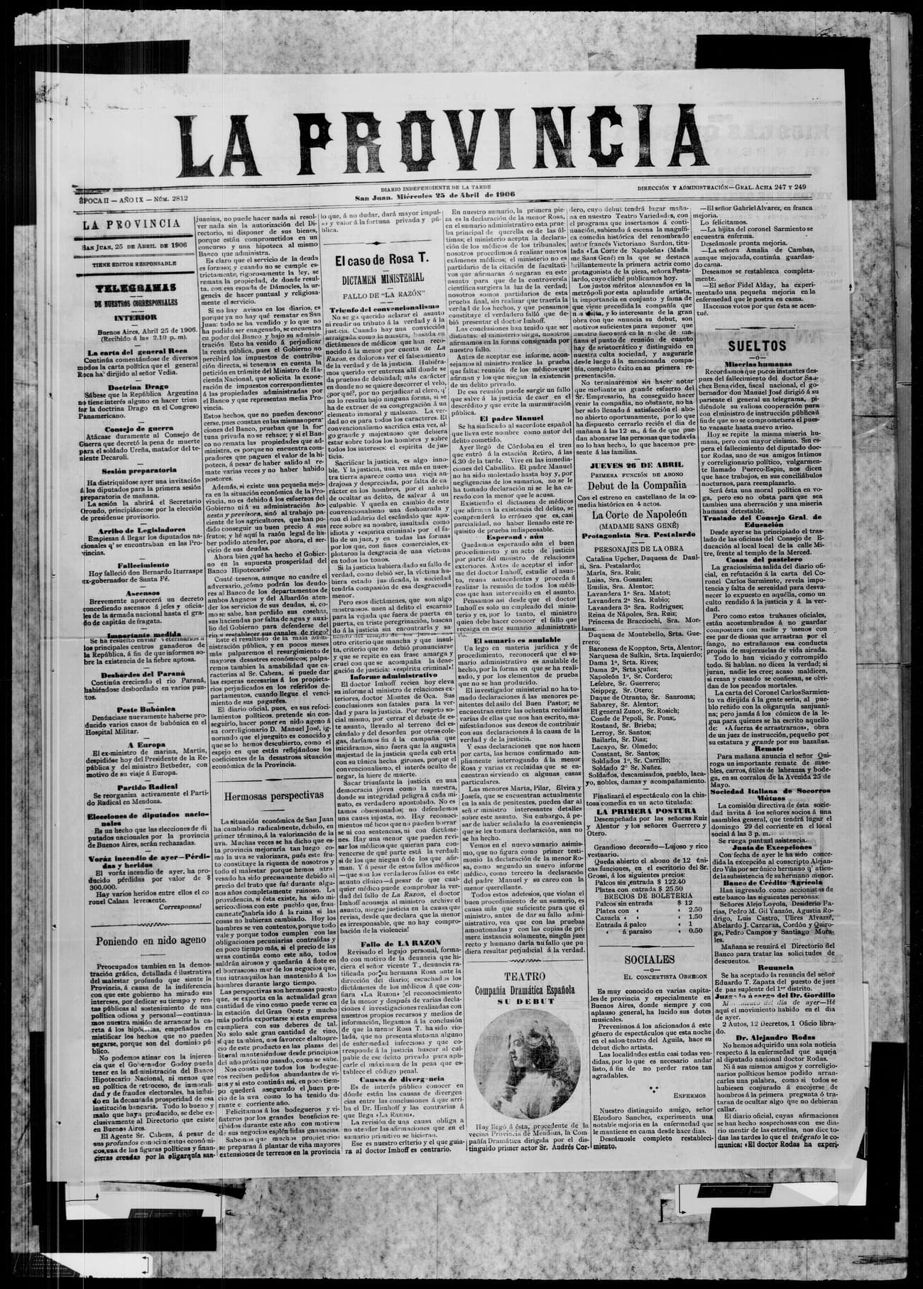 Portada · 25 de Abril de 1906