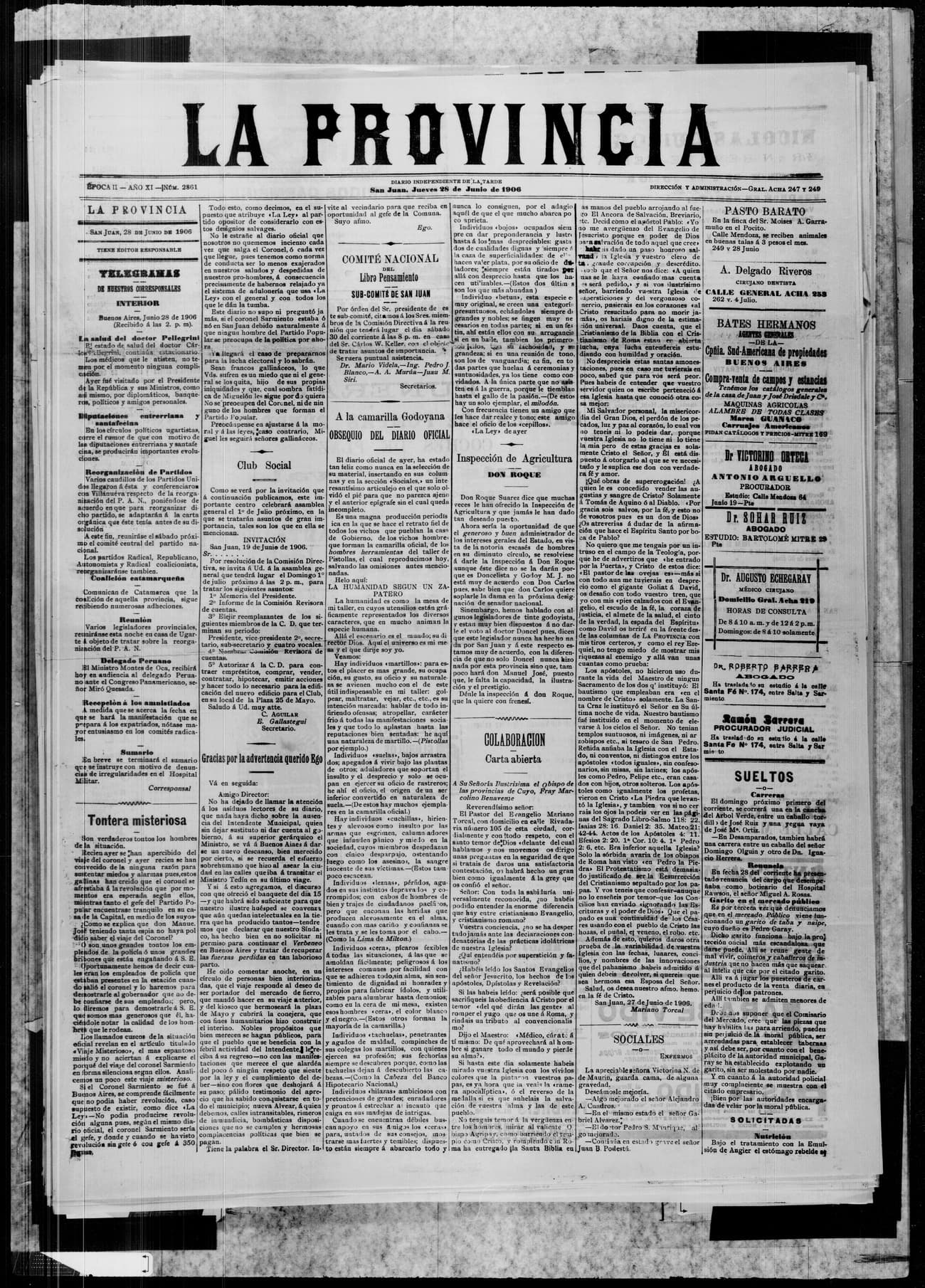 Portada · 28 de Junio de 1906