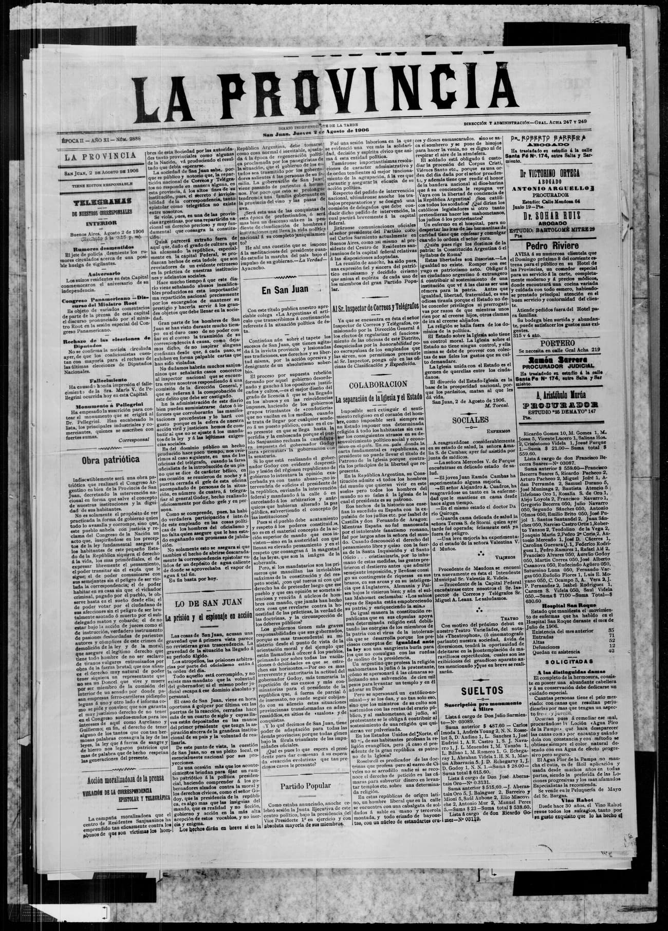 Portada · 2 de Agosto de 1906