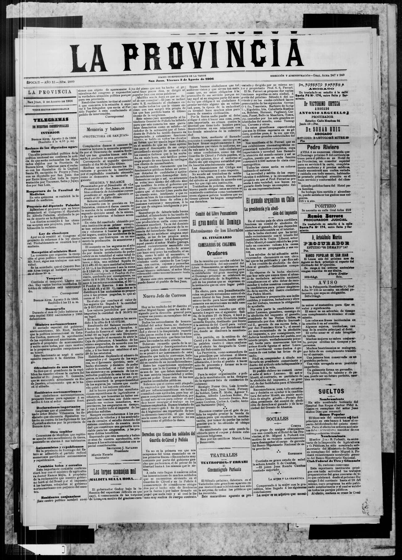 Portada · 3 de Agosto de 1906