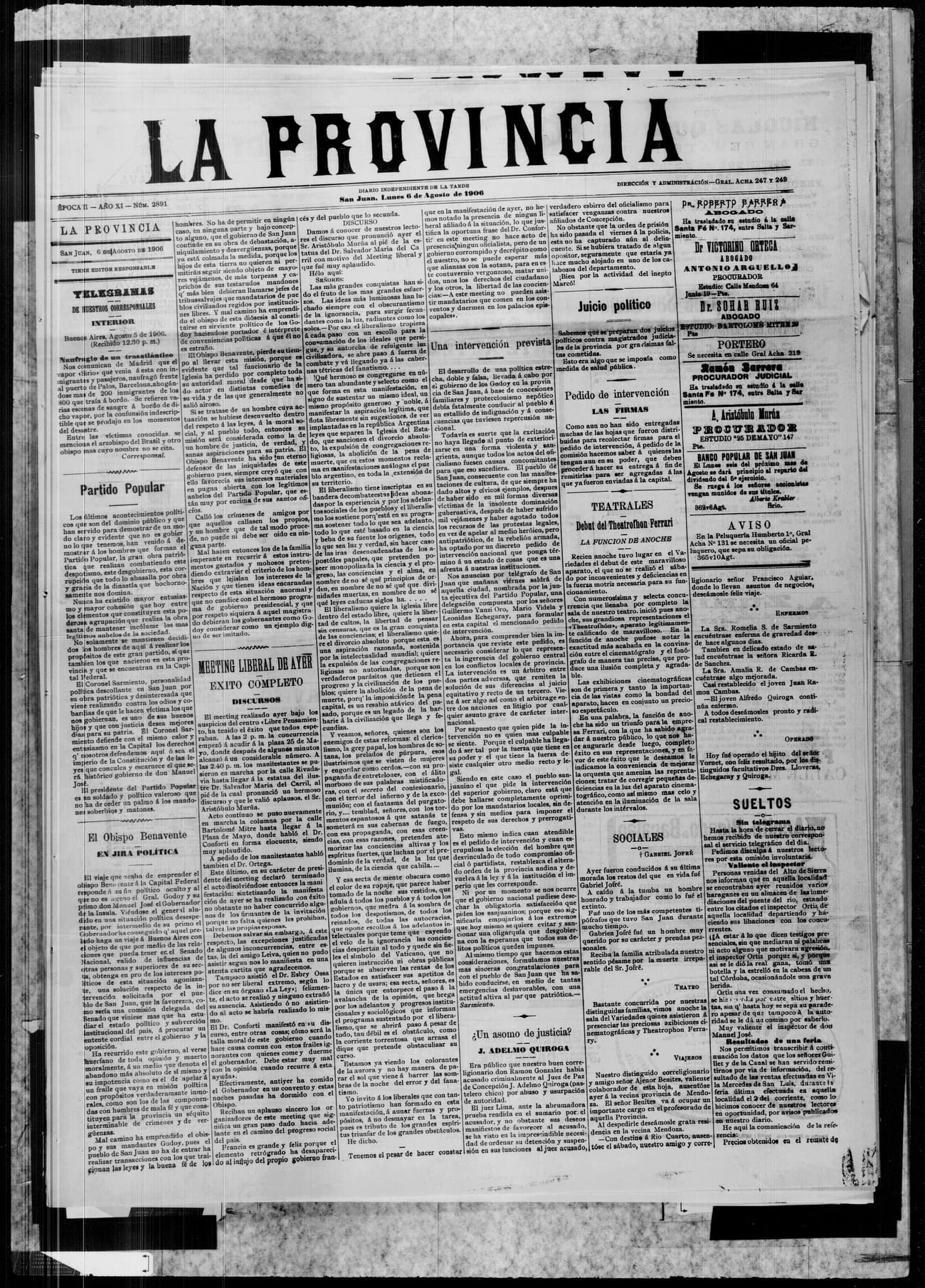 Portada · 6 de Agosto de 1906