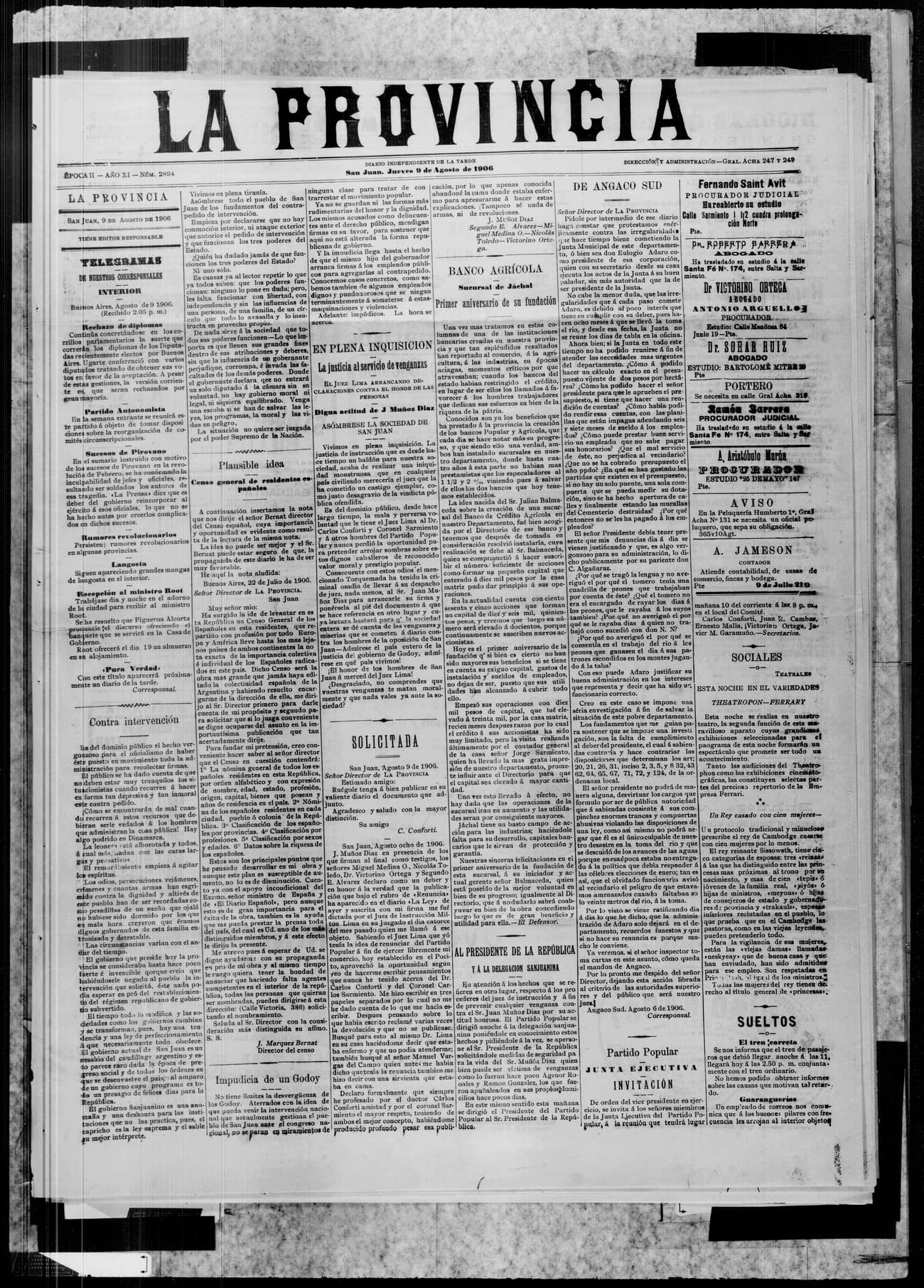 Portada · 9 de Agosto de 1906