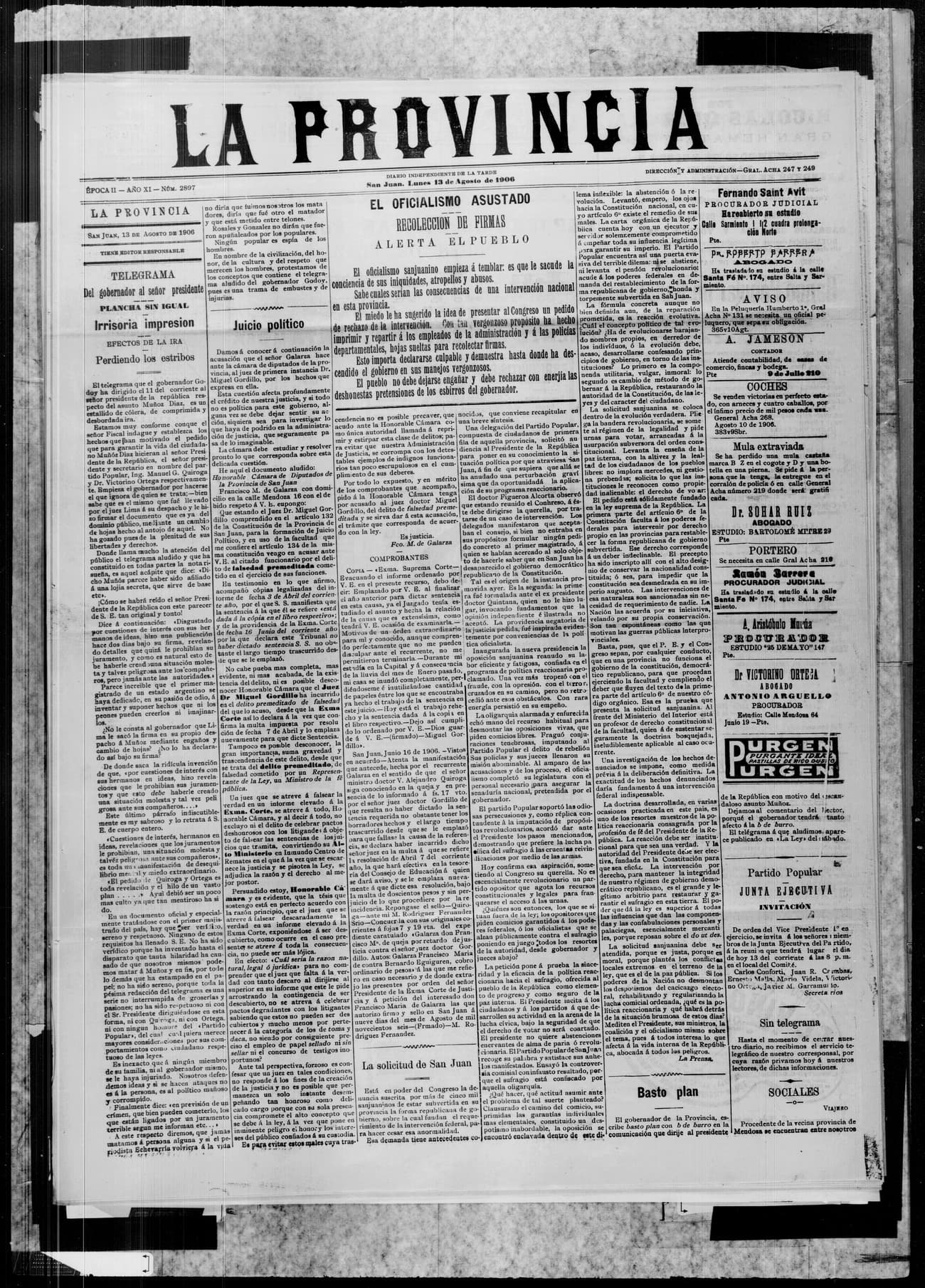 Portada · 13 de Agosto de 1906