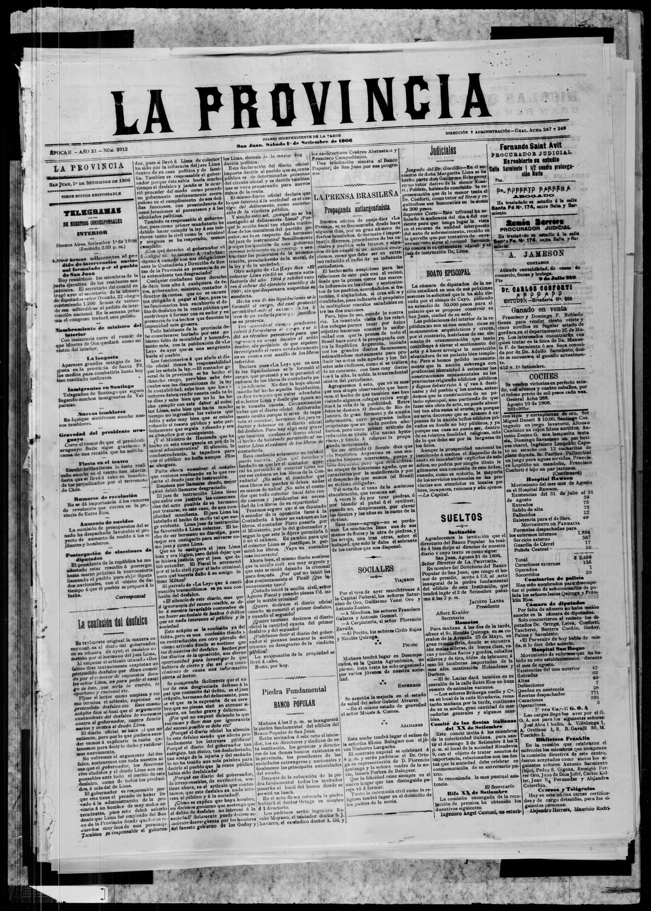 Portada · 1 de Septiembre de 1906
