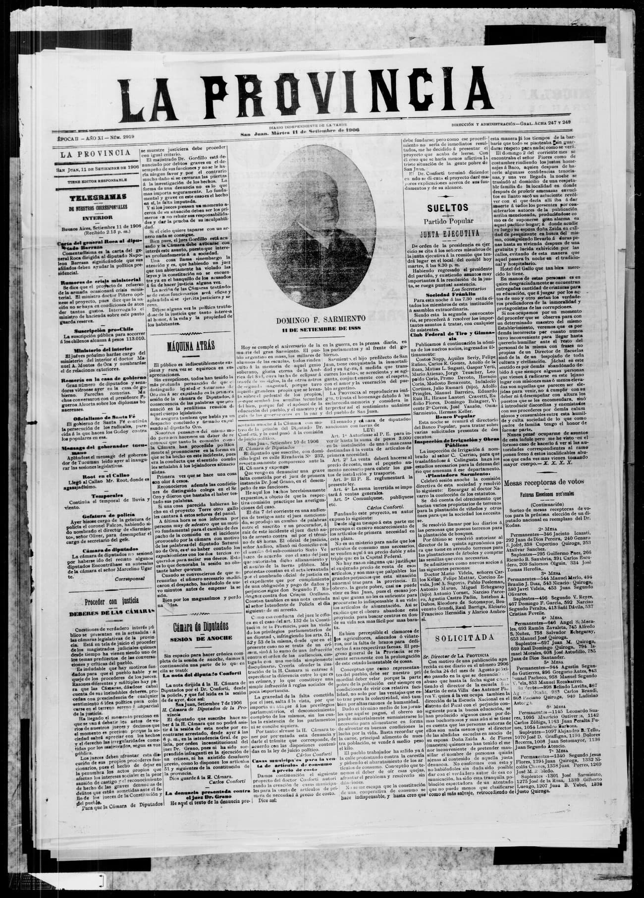 Portada · 11 de Septiembre de 1906