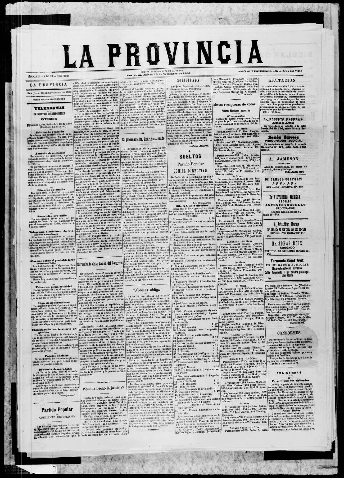 Portada · 13 de Septiembre de 1906
