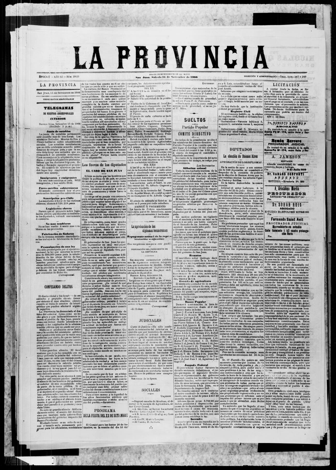 Portada · 15 de Septiembre de 1906